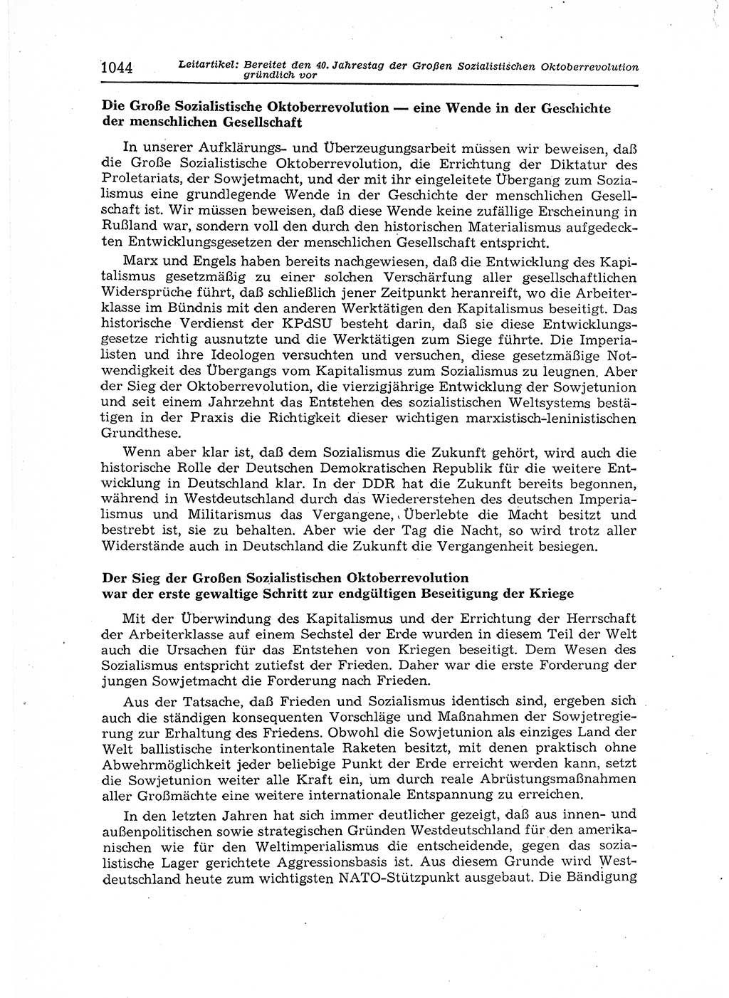 Neuer Weg (NW), Organ des Zentralkomitees (ZK) der SED (Sozialistische Einheitspartei Deutschlands) für Fragen des Parteiaufbaus und des Parteilebens, 12. Jahrgang [Deutsche Demokratische Republik (DDR)] 1957, Seite 1044 (NW ZK SED DDR 1957, S. 1044)