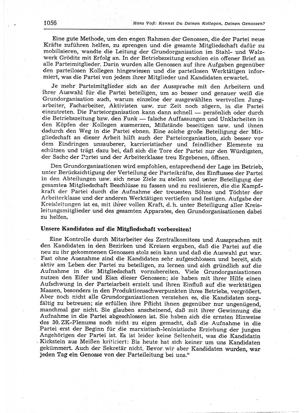 Neuer Weg (NW), Organ des Zentralkomitees (ZK) der SED (Sozialistische Einheitspartei Deutschlands) für Fragen des Parteiaufbaus und des Parteilebens, 12. Jahrgang [Deutsche Demokratische Republik (DDR)] 1957, Seite 1056 (NW ZK SED DDR 1957, S. 1056)