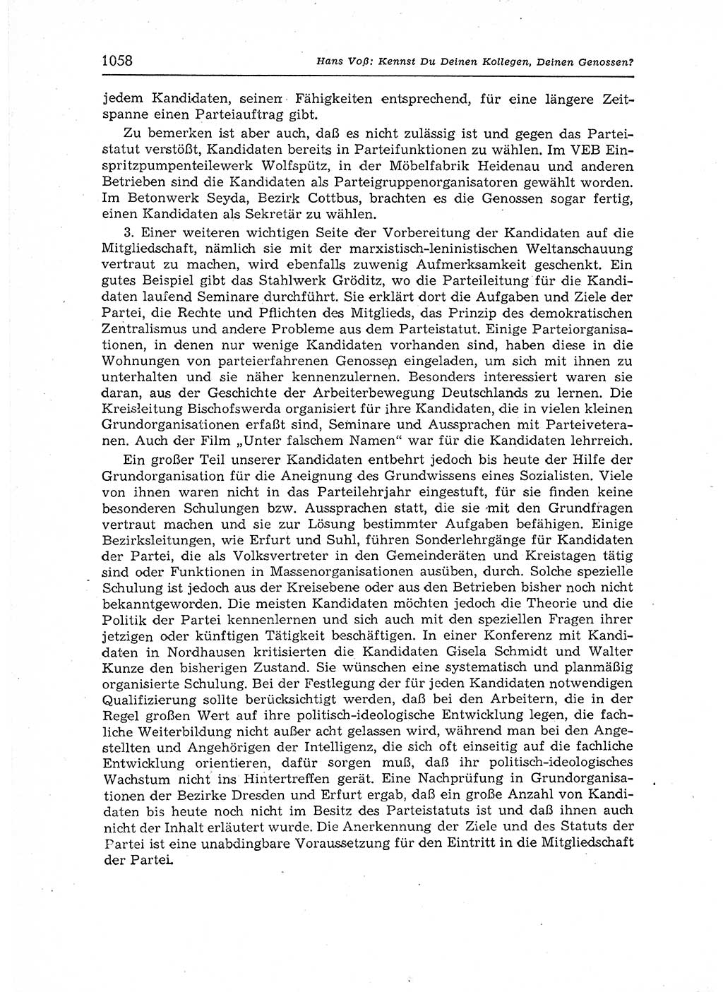 Neuer Weg (NW), Organ des Zentralkomitees (ZK) der SED (Sozialistische Einheitspartei Deutschlands) für Fragen des Parteiaufbaus und des Parteilebens, 12. Jahrgang [Deutsche Demokratische Republik (DDR)] 1957, Seite 1058 (NW ZK SED DDR 1957, S. 1058)