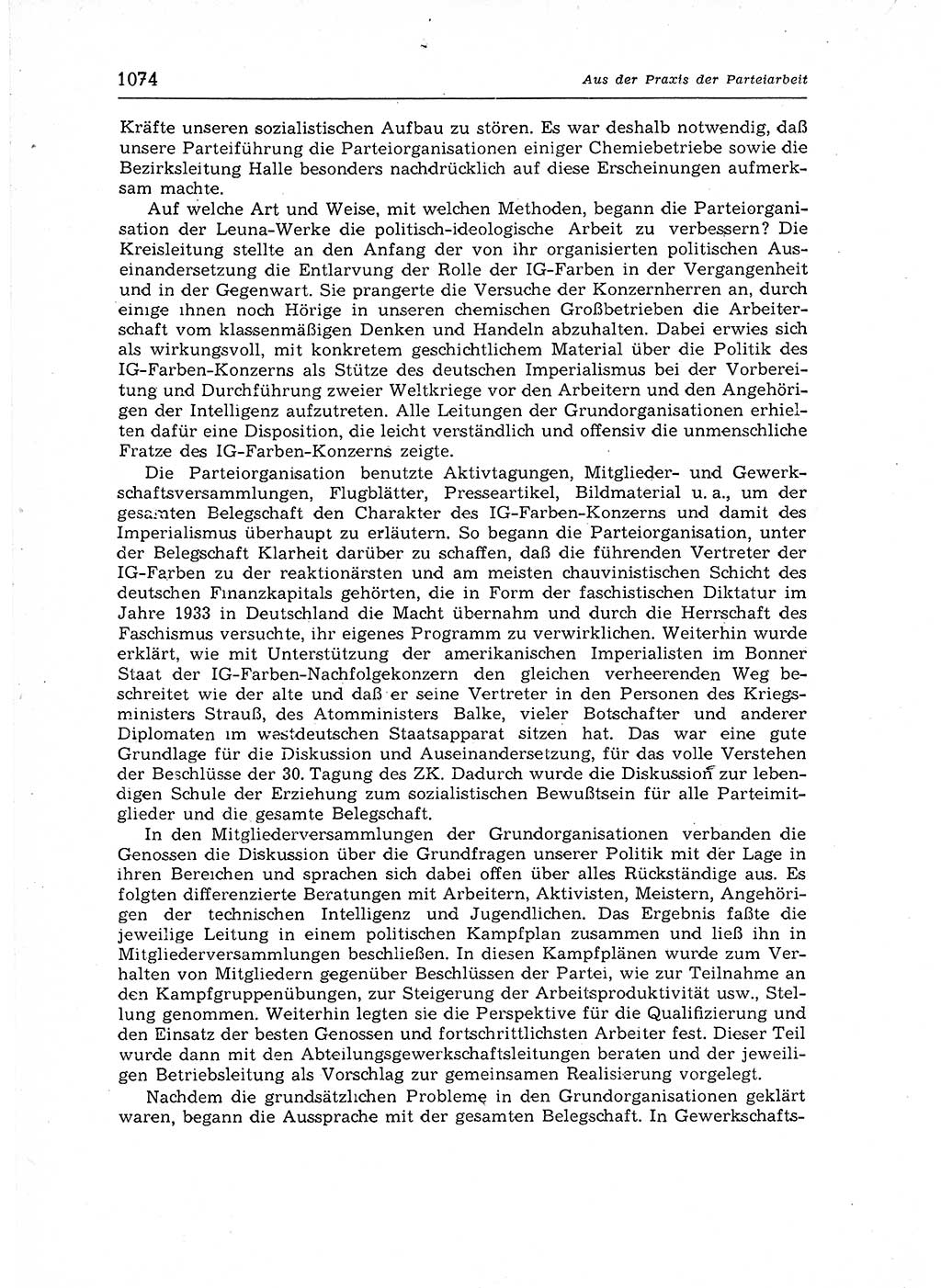 Neuer Weg (NW), Organ des Zentralkomitees (ZK) der SED (Sozialistische Einheitspartei Deutschlands) für Fragen des Parteiaufbaus und des Parteilebens, 12. Jahrgang [Deutsche Demokratische Republik (DDR)] 1957, Seite 1074 (NW ZK SED DDR 1957, S. 1074)