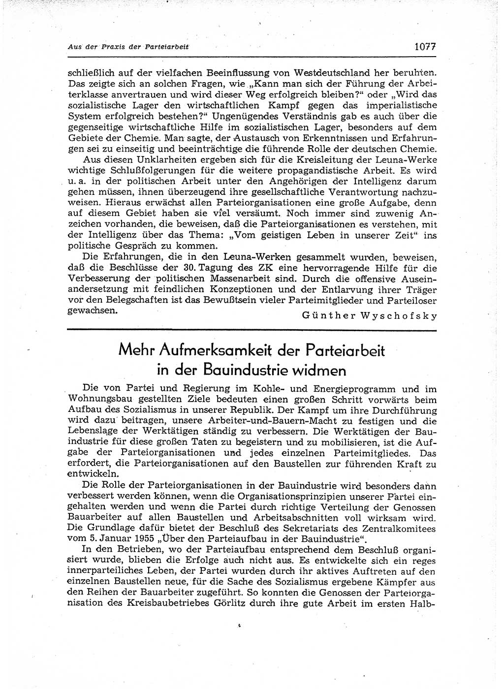 Neuer Weg (NW), Organ des Zentralkomitees (ZK) der SED (Sozialistische Einheitspartei Deutschlands) für Fragen des Parteiaufbaus und des Parteilebens, 12. Jahrgang [Deutsche Demokratische Republik (DDR)] 1957, Seite 1077 (NW ZK SED DDR 1957, S. 1077)
