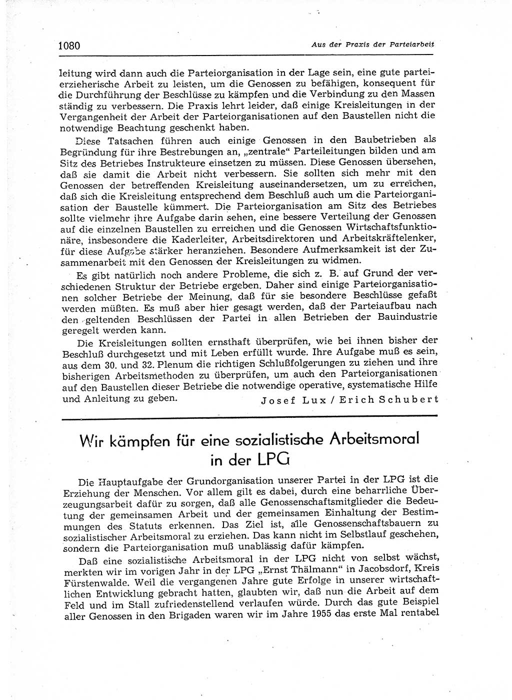 Neuer Weg (NW), Organ des Zentralkomitees (ZK) der SED (Sozialistische Einheitspartei Deutschlands) für Fragen des Parteiaufbaus und des Parteilebens, 12. Jahrgang [Deutsche Demokratische Republik (DDR)] 1957, Seite 1080 (NW ZK SED DDR 1957, S. 1080)