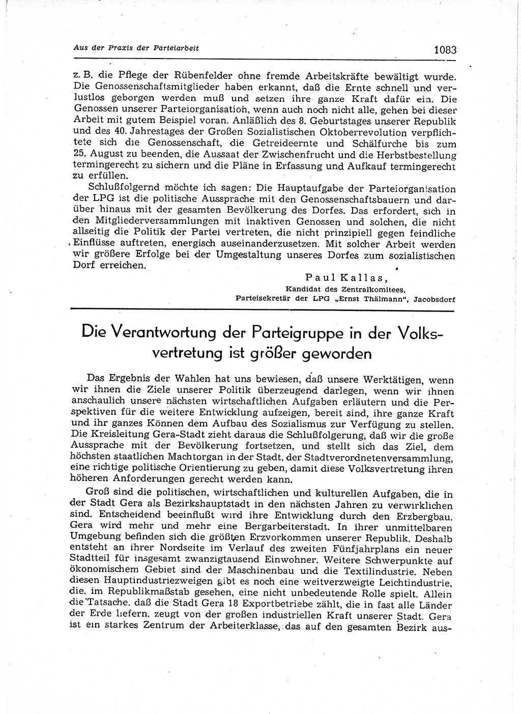 Neuer Weg (NW), Organ des Zentralkomitees (ZK) der SED (Sozialistische Einheitspartei Deutschlands) für Fragen des Parteiaufbaus und des Parteilebens, 12. Jahrgang [Deutsche Demokratische Republik (DDR)] 1957, Seite 1083 (NW ZK SED DDR 1957, S. 1083)