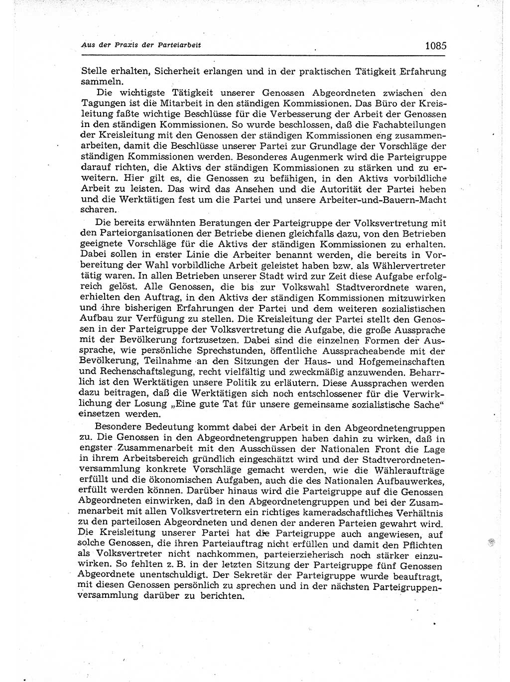 Neuer Weg (NW), Organ des Zentralkomitees (ZK) der SED (Sozialistische Einheitspartei Deutschlands) für Fragen des Parteiaufbaus und des Parteilebens, 12. Jahrgang [Deutsche Demokratische Republik (DDR)] 1957, Seite 1085 (NW ZK SED DDR 1957, S. 1085)