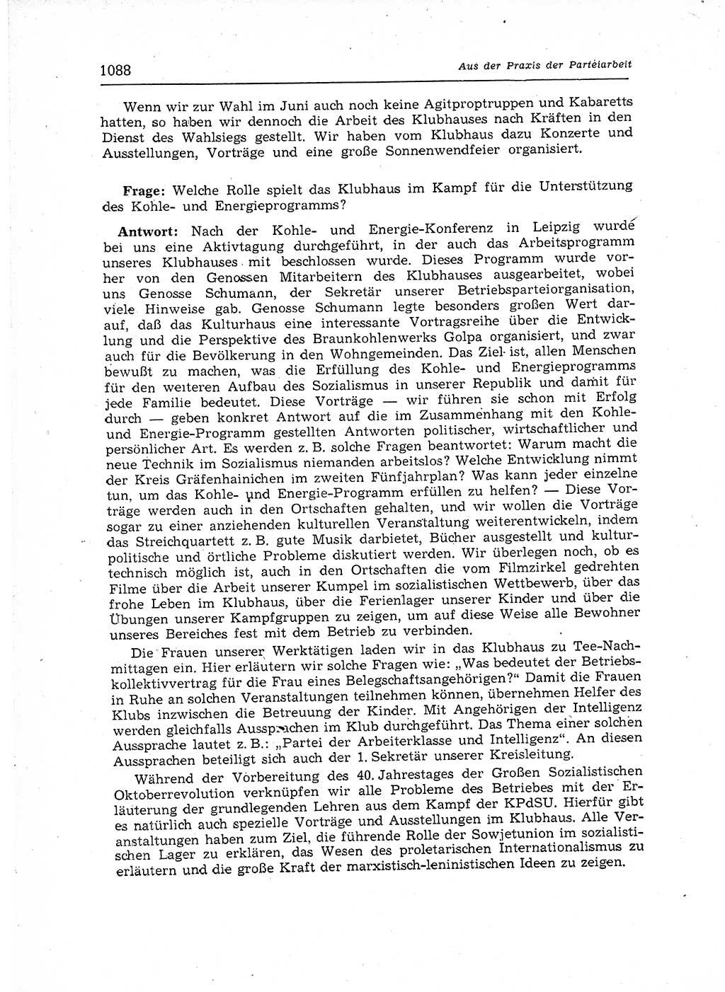 Neuer Weg (NW), Organ des Zentralkomitees (ZK) der SED (Sozialistische Einheitspartei Deutschlands) für Fragen des Parteiaufbaus und des Parteilebens, 12. Jahrgang [Deutsche Demokratische Republik (DDR)] 1957, Seite 1088 (NW ZK SED DDR 1957, S. 1088)