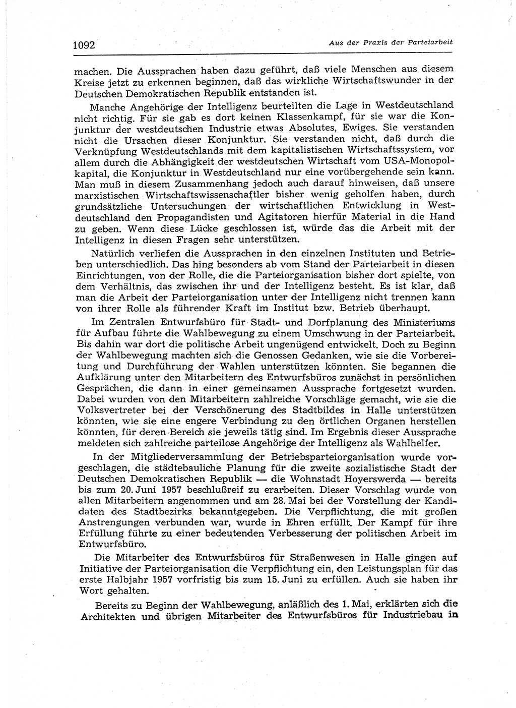 Neuer Weg (NW), Organ des Zentralkomitees (ZK) der SED (Sozialistische Einheitspartei Deutschlands) für Fragen des Parteiaufbaus und des Parteilebens, 12. Jahrgang [Deutsche Demokratische Republik (DDR)] 1957, Seite 1092 (NW ZK SED DDR 1957, S. 1092)