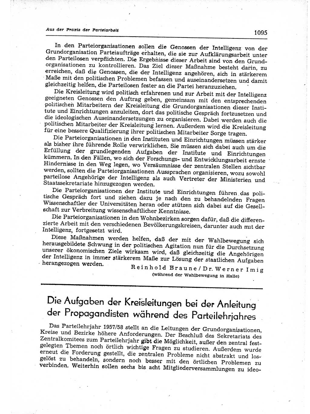 Neuer Weg (NW), Organ des Zentralkomitees (ZK) der SED (Sozialistische Einheitspartei Deutschlands) für Fragen des Parteiaufbaus und des Parteilebens, 12. Jahrgang [Deutsche Demokratische Republik (DDR)] 1957, Seite 1095 (NW ZK SED DDR 1957, S. 1095)