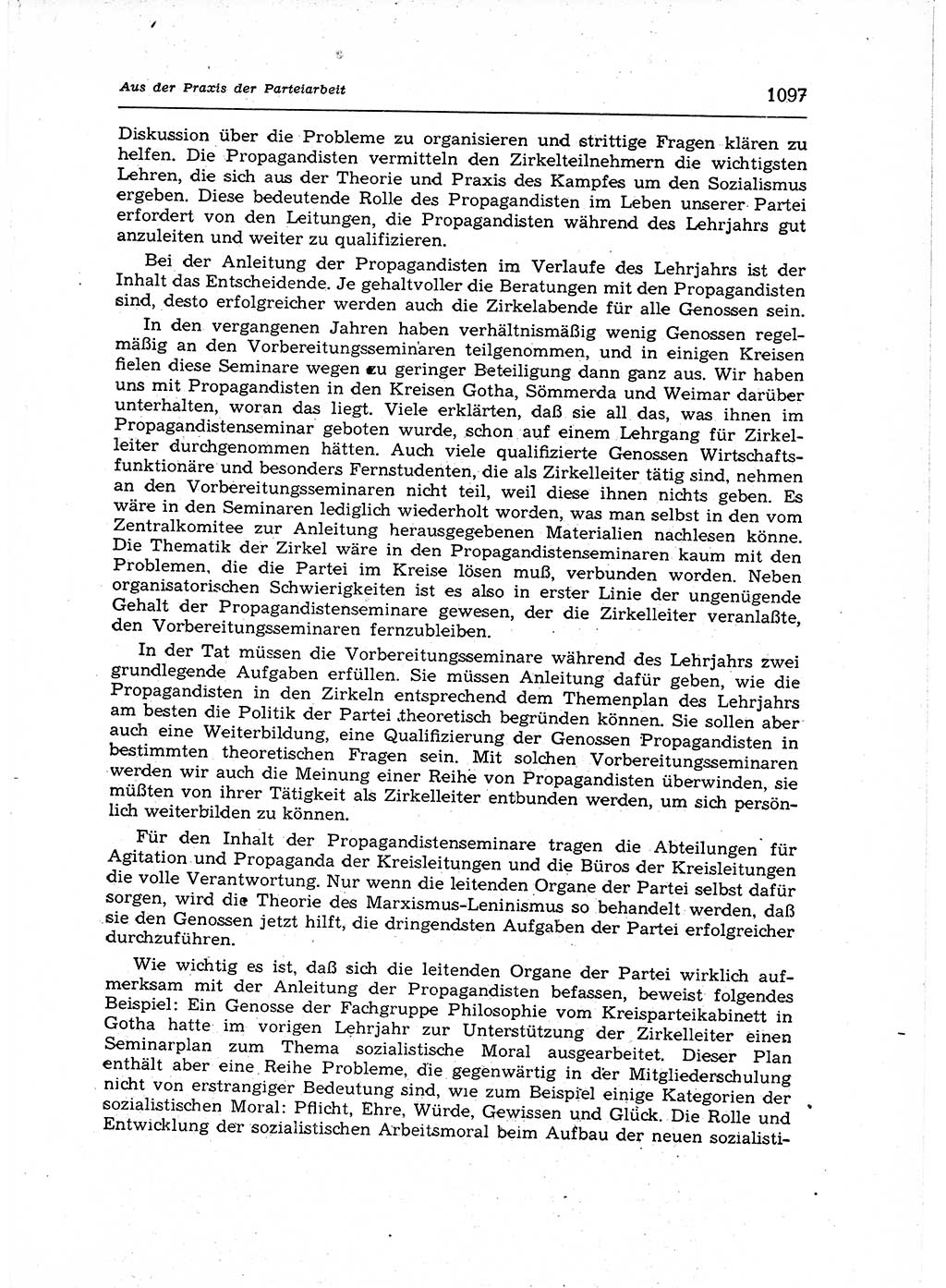 Neuer Weg (NW), Organ des Zentralkomitees (ZK) der SED (Sozialistische Einheitspartei Deutschlands) für Fragen des Parteiaufbaus und des Parteilebens, 12. Jahrgang [Deutsche Demokratische Republik (DDR)] 1957, Seite 1097 (NW ZK SED DDR 1957, S. 1097)