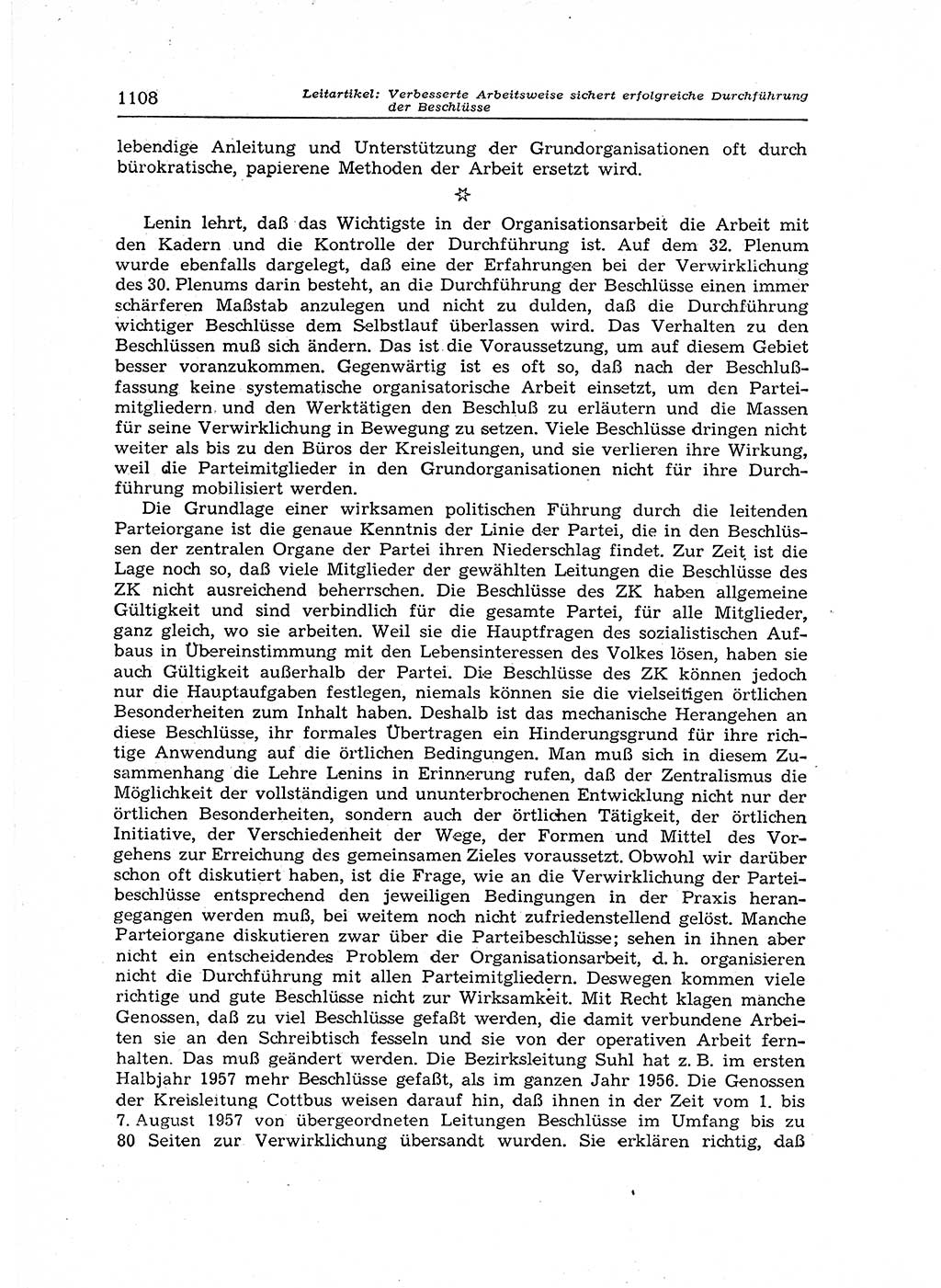 Neuer Weg (NW), Organ des Zentralkomitees (ZK) der SED (Sozialistische Einheitspartei Deutschlands) für Fragen des Parteiaufbaus und des Parteilebens, 12. Jahrgang [Deutsche Demokratische Republik (DDR)] 1957, Seite 1108 (NW ZK SED DDR 1957, S. 1108)