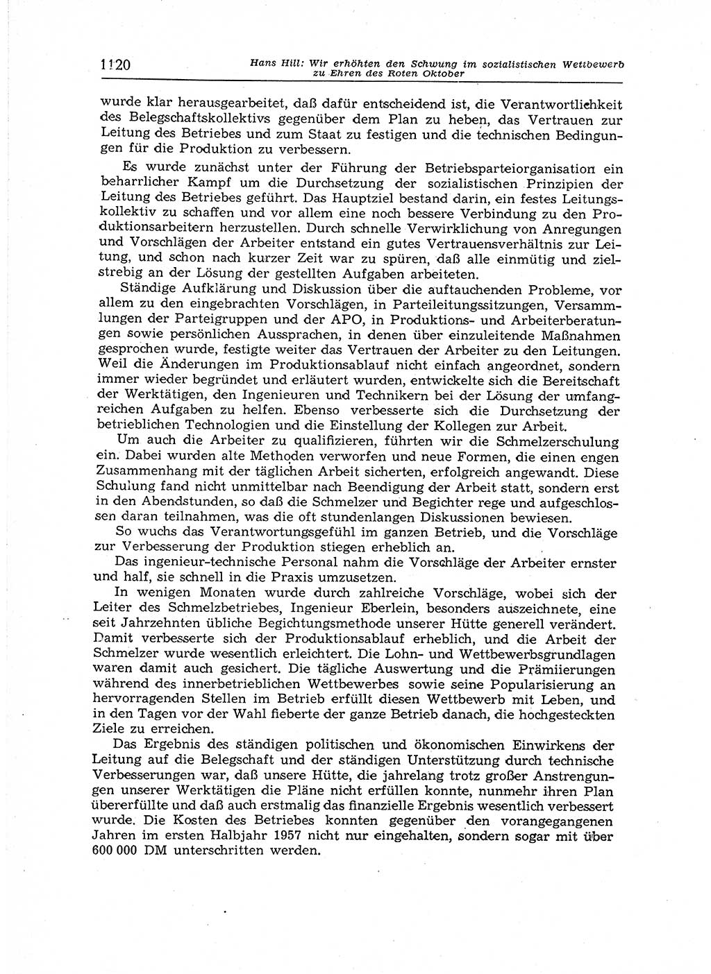 Neuer Weg (NW), Organ des Zentralkomitees (ZK) der SED (Sozialistische Einheitspartei Deutschlands) für Fragen des Parteiaufbaus und des Parteilebens, 12. Jahrgang [Deutsche Demokratische Republik (DDR)] 1957, Seite 1120 (NW ZK SED DDR 1957, S. 1120)