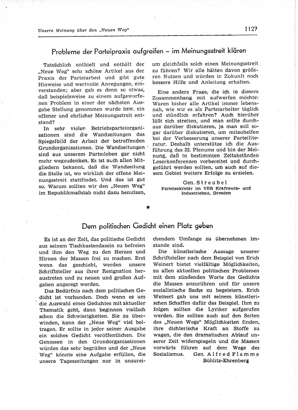 Neuer Weg (NW), Organ des Zentralkomitees (ZK) der SED (Sozialistische Einheitspartei Deutschlands) für Fragen des Parteiaufbaus und des Parteilebens, 12. Jahrgang [Deutsche Demokratische Republik (DDR)] 1957, Seite 1127 (NW ZK SED DDR 1957, S. 1127)