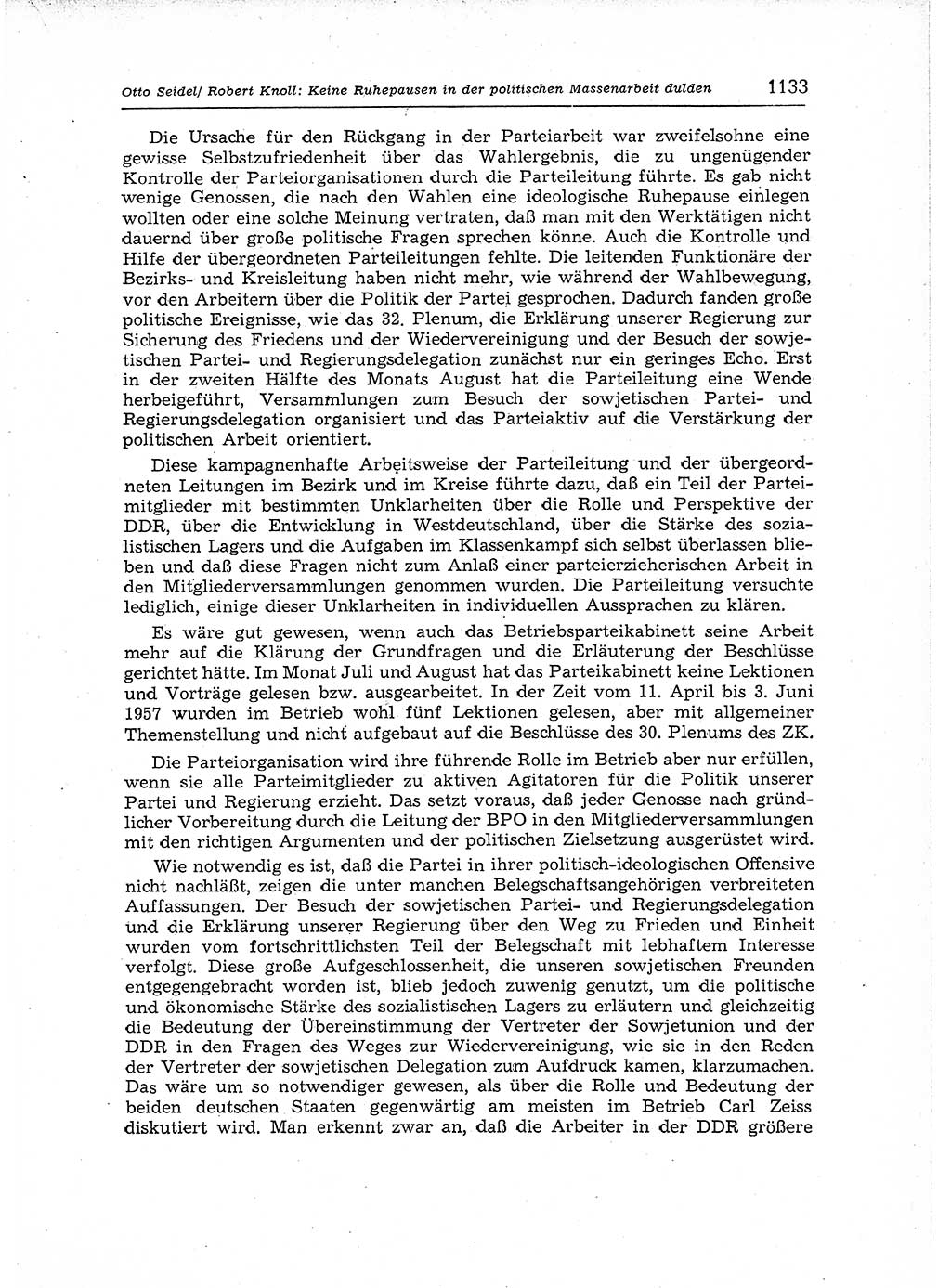 Neuer Weg (NW), Organ des Zentralkomitees (ZK) der SED (Sozialistische Einheitspartei Deutschlands) für Fragen des Parteiaufbaus und des Parteilebens, 12. Jahrgang [Deutsche Demokratische Republik (DDR)] 1957, Seite 1133 (NW ZK SED DDR 1957, S. 1133)