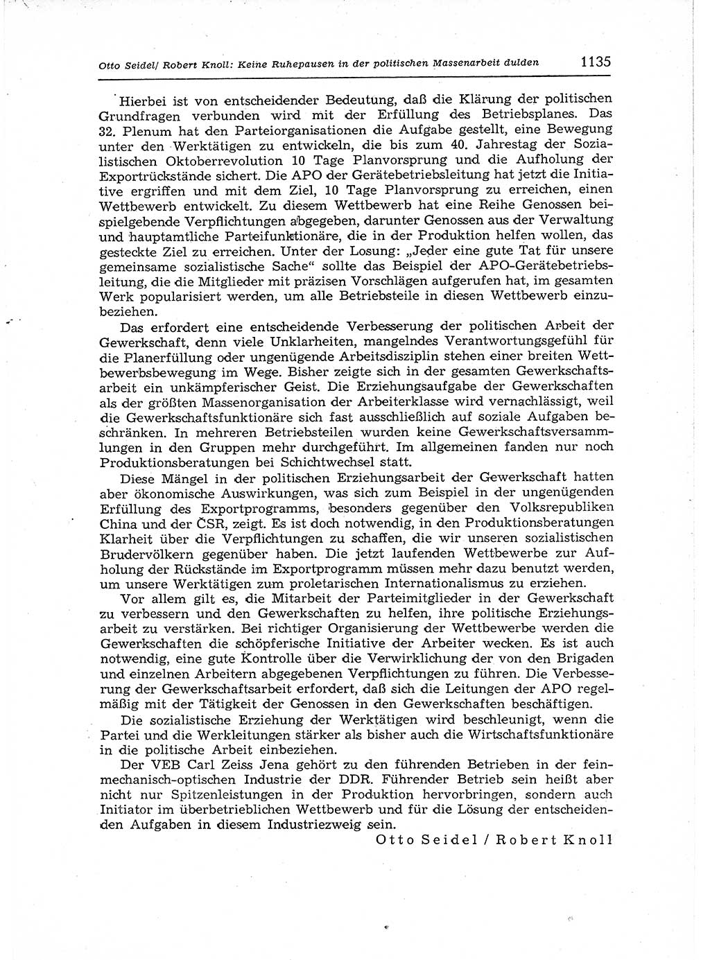 Neuer Weg (NW), Organ des Zentralkomitees (ZK) der SED (Sozialistische Einheitspartei Deutschlands) für Fragen des Parteiaufbaus und des Parteilebens, 12. Jahrgang [Deutsche Demokratische Republik (DDR)] 1957, Seite 1135 (NW ZK SED DDR 1957, S. 1135)