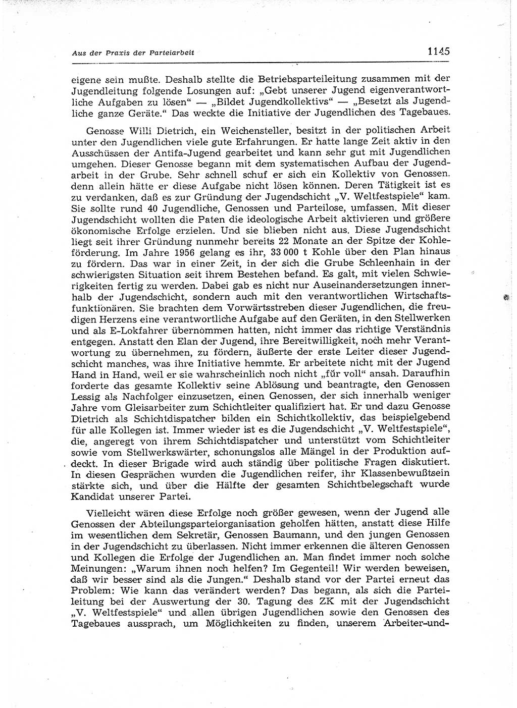 Neuer Weg (NW), Organ des Zentralkomitees (ZK) der SED (Sozialistische Einheitspartei Deutschlands) für Fragen des Parteiaufbaus und des Parteilebens, 12. Jahrgang [Deutsche Demokratische Republik (DDR)] 1957, Seite 1145 (NW ZK SED DDR 1957, S. 1145)