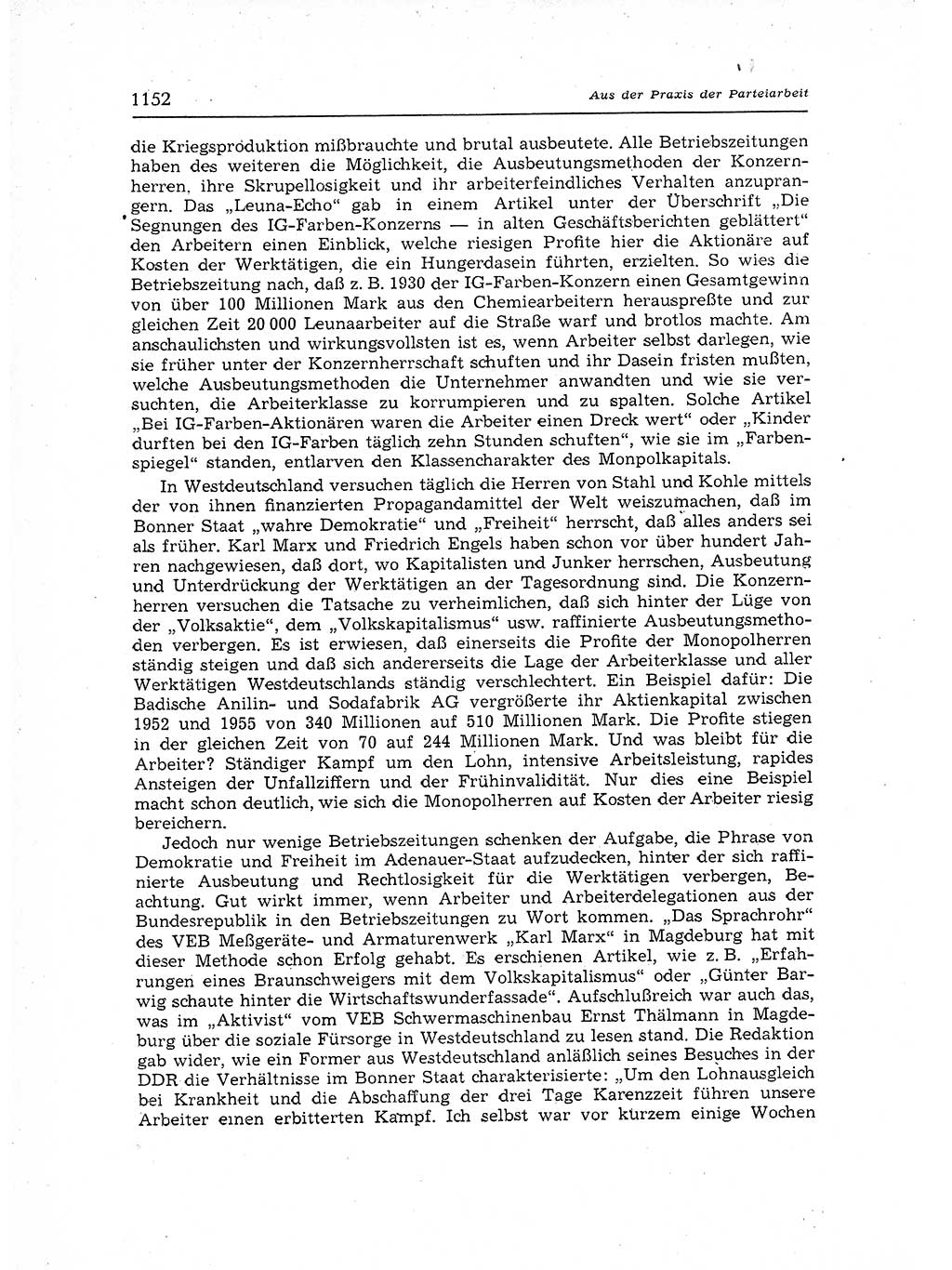 Neuer Weg (NW), Organ des Zentralkomitees (ZK) der SED (Sozialistische Einheitspartei Deutschlands) für Fragen des Parteiaufbaus und des Parteilebens, 12. Jahrgang [Deutsche Demokratische Republik (DDR)] 1957, Seite 1152 (NW ZK SED DDR 1957, S. 1152)