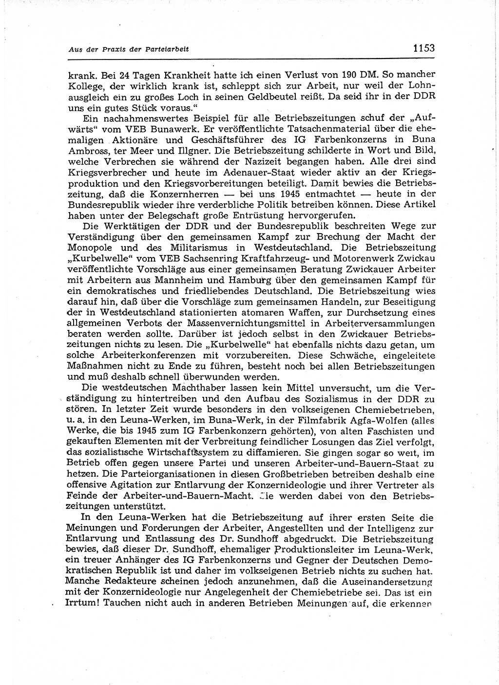 Neuer Weg (NW), Organ des Zentralkomitees (ZK) der SED (Sozialistische Einheitspartei Deutschlands) für Fragen des Parteiaufbaus und des Parteilebens, 12. Jahrgang [Deutsche Demokratische Republik (DDR)] 1957, Seite 1153 (NW ZK SED DDR 1957, S. 1153)