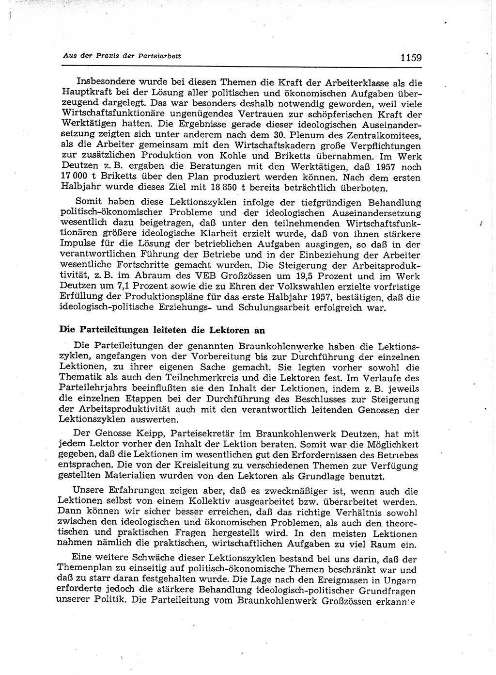 Neuer Weg (NW), Organ des Zentralkomitees (ZK) der SED (Sozialistische Einheitspartei Deutschlands) für Fragen des Parteiaufbaus und des Parteilebens, 12. Jahrgang [Deutsche Demokratische Republik (DDR)] 1957, Seite 1159 (NW ZK SED DDR 1957, S. 1159)