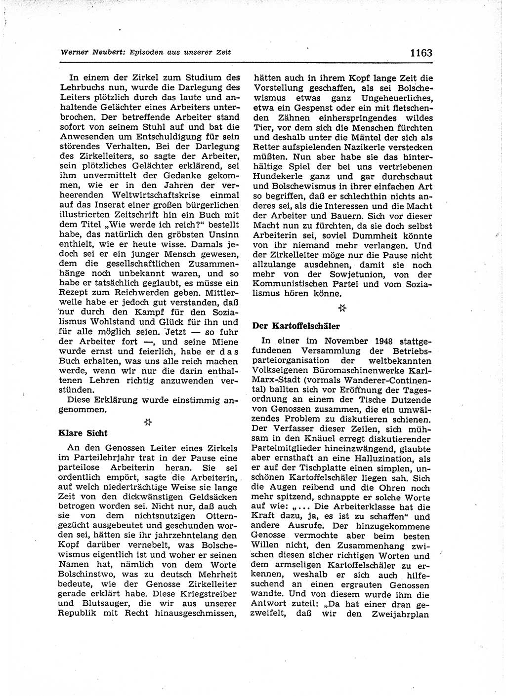 Neuer Weg (NW), Organ des Zentralkomitees (ZK) der SED (Sozialistische Einheitspartei Deutschlands) für Fragen des Parteiaufbaus und des Parteilebens, 12. Jahrgang [Deutsche Demokratische Republik (DDR)] 1957, Seite 1163 (NW ZK SED DDR 1957, S. 1163)