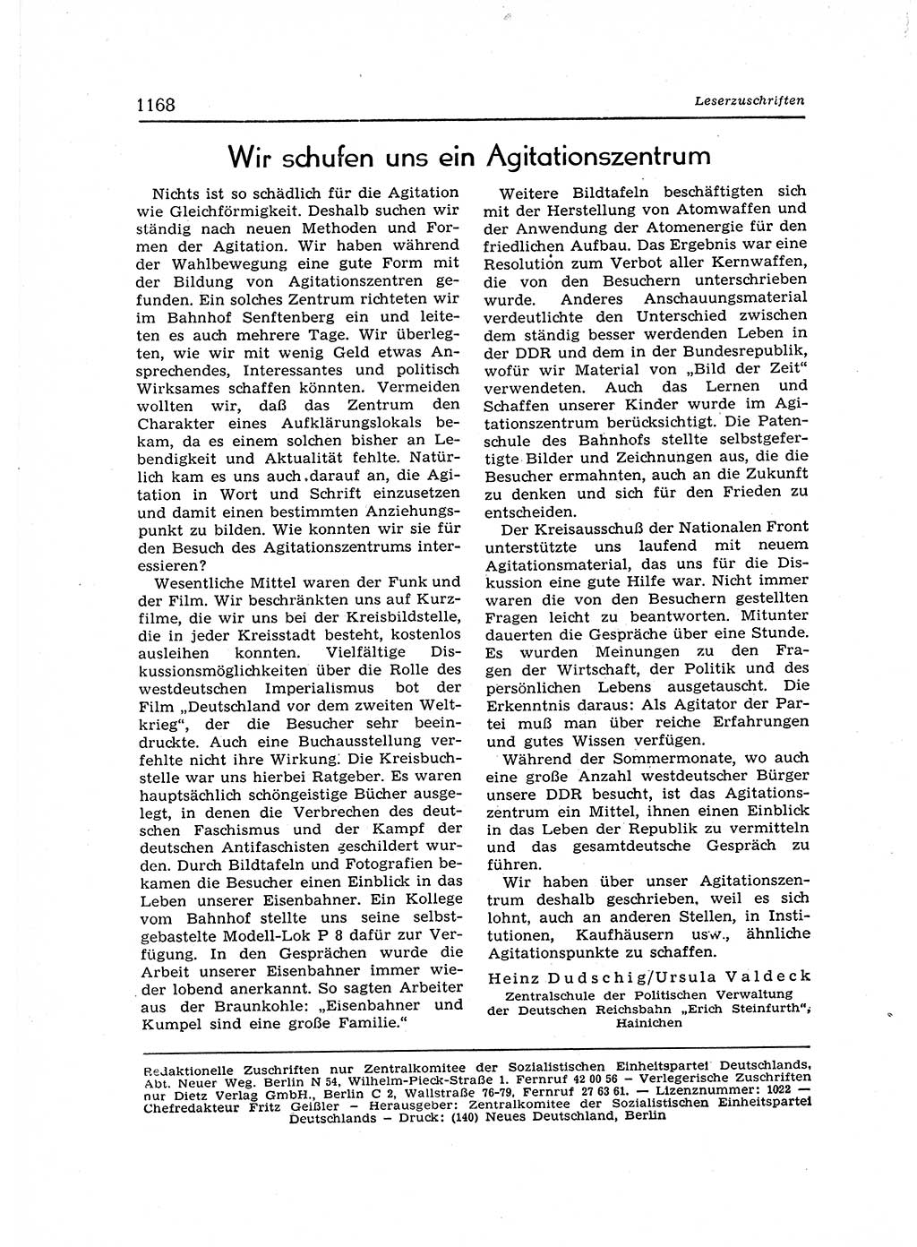 Neuer Weg (NW), Organ des Zentralkomitees (ZK) der SED (Sozialistische Einheitspartei Deutschlands) für Fragen des Parteiaufbaus und des Parteilebens, 12. Jahrgang [Deutsche Demokratische Republik (DDR)] 1957, Seite 1168 (NW ZK SED DDR 1957, S. 1168)