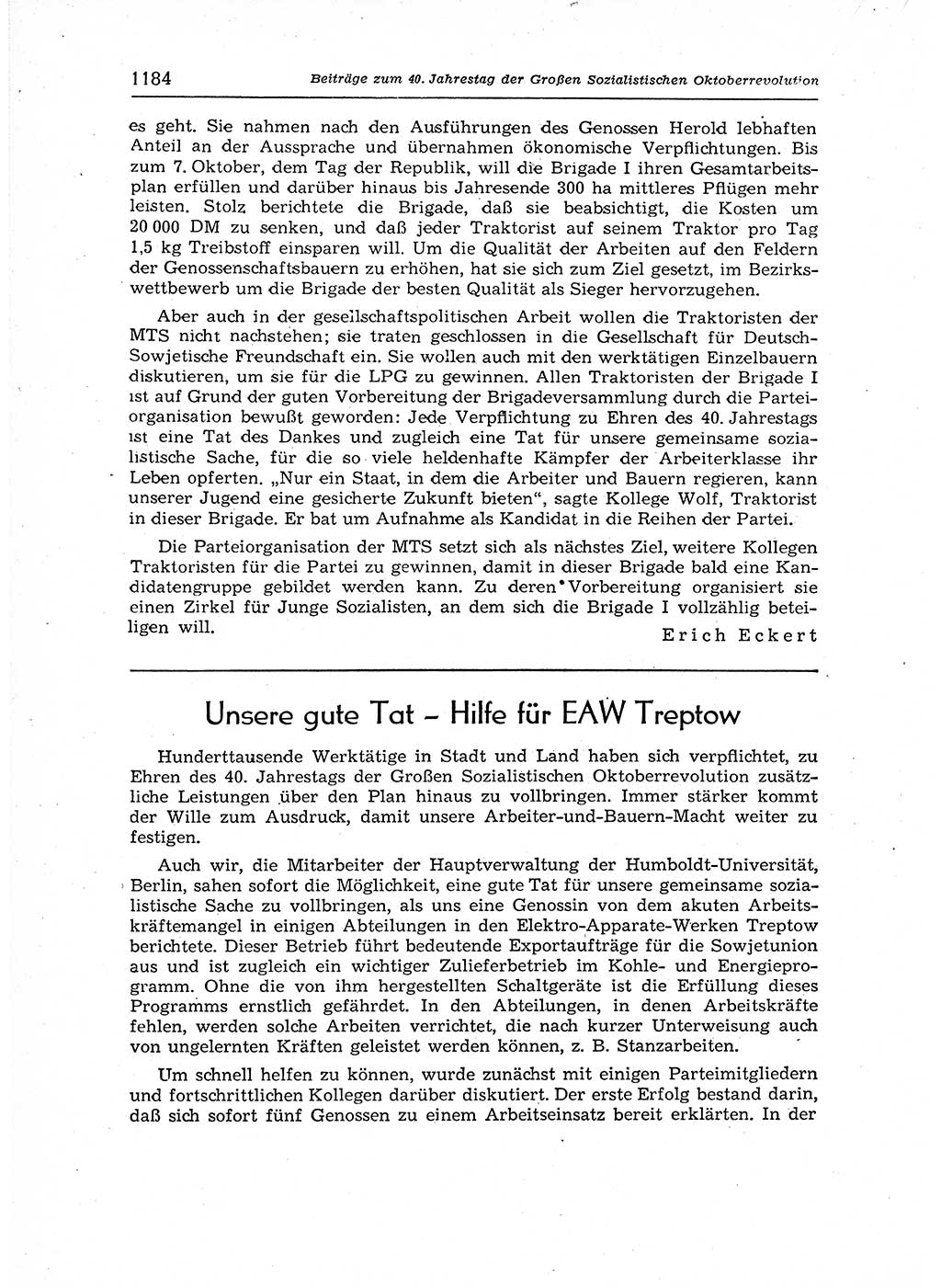 Neuer Weg (NW), Organ des Zentralkomitees (ZK) der SED (Sozialistische Einheitspartei Deutschlands) für Fragen des Parteiaufbaus und des Parteilebens, 12. Jahrgang [Deutsche Demokratische Republik (DDR)] 1957, Seite 1184 (NW ZK SED DDR 1957, S. 1184)