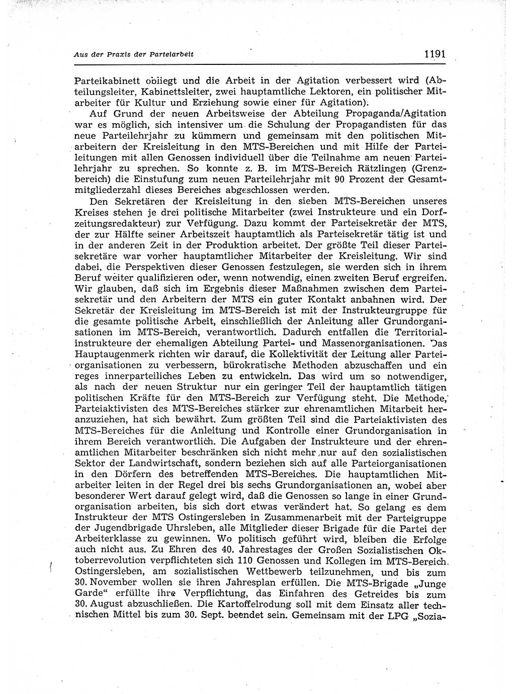 Neuer Weg (NW), Organ des Zentralkomitees (ZK) der SED (Sozialistische Einheitspartei Deutschlands) für Fragen des Parteiaufbaus und des Parteilebens, 12. Jahrgang [Deutsche Demokratische Republik (DDR)] 1957, Seite 1191 (NW ZK SED DDR 1957, S. 1191)