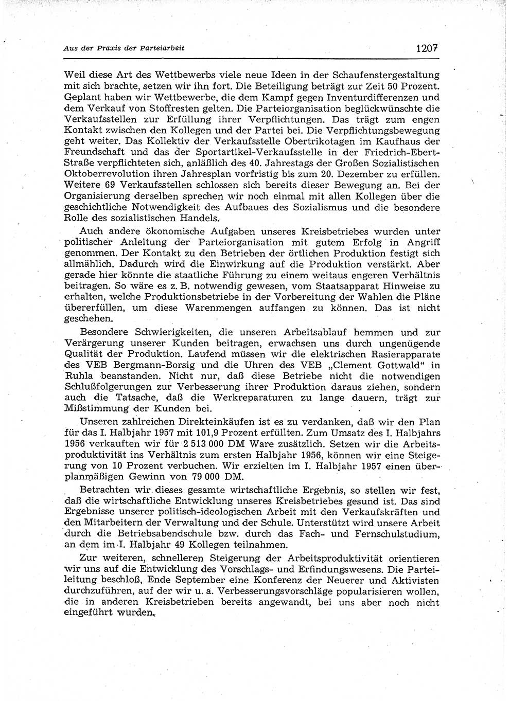 Neuer Weg (NW), Organ des Zentralkomitees (ZK) der SED (Sozialistische Einheitspartei Deutschlands) für Fragen des Parteiaufbaus und des Parteilebens, 12. Jahrgang [Deutsche Demokratische Republik (DDR)] 1957, Seite 1207 (NW ZK SED DDR 1957, S. 1207)