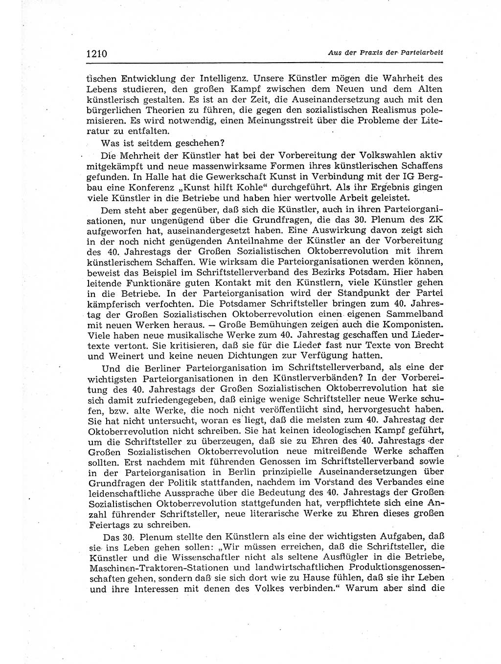 Neuer Weg (NW), Organ des Zentralkomitees (ZK) der SED (Sozialistische Einheitspartei Deutschlands) für Fragen des Parteiaufbaus und des Parteilebens, 12. Jahrgang [Deutsche Demokratische Republik (DDR)] 1957, Seite 1210 (NW ZK SED DDR 1957, S. 1210)