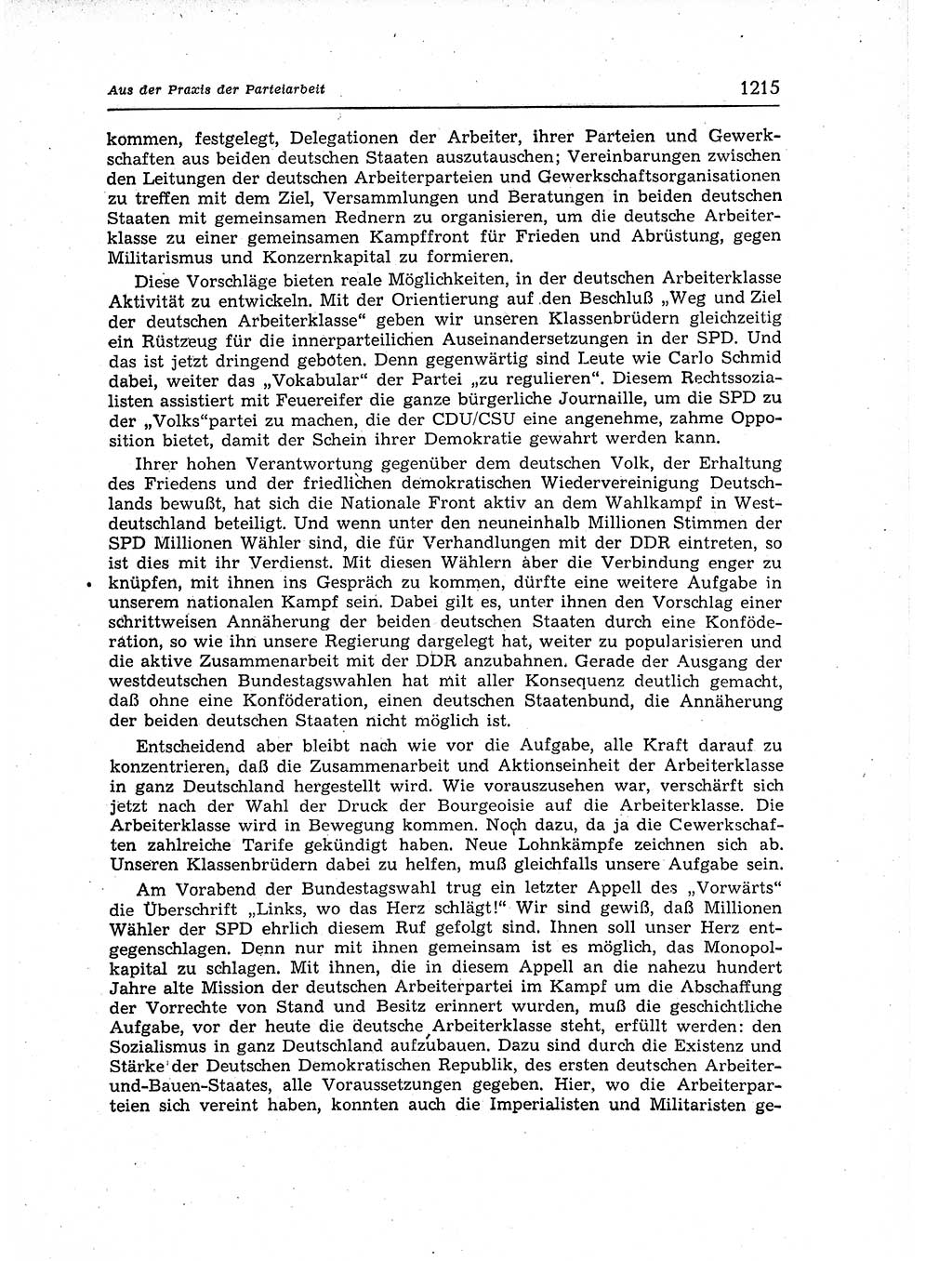 Neuer Weg (NW), Organ des Zentralkomitees (ZK) der SED (Sozialistische Einheitspartei Deutschlands) für Fragen des Parteiaufbaus und des Parteilebens, 12. Jahrgang [Deutsche Demokratische Republik (DDR)] 1957, Seite 1215 (NW ZK SED DDR 1957, S. 1215)