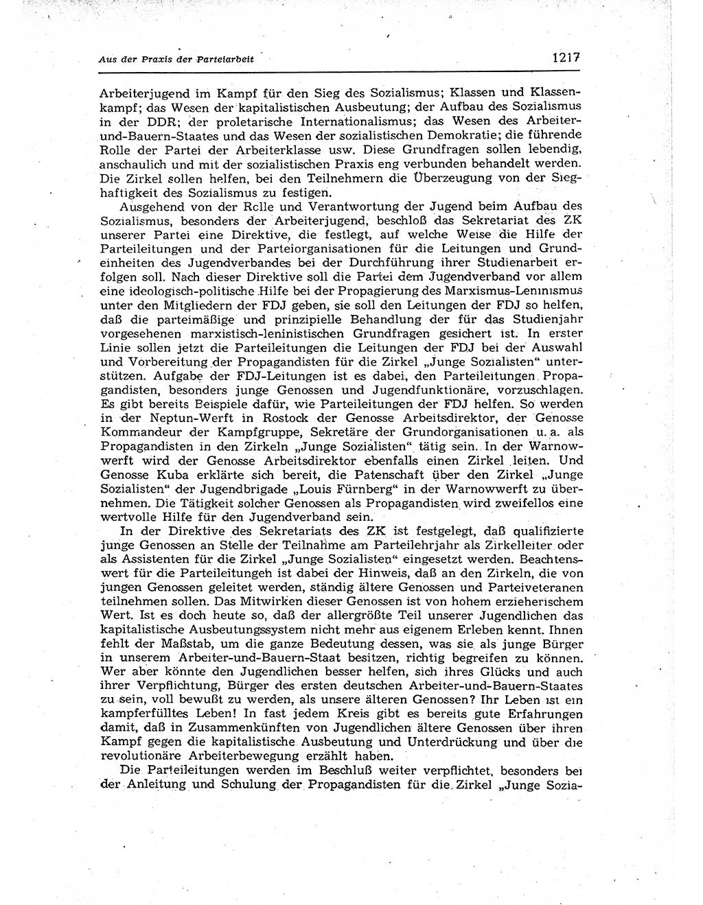 Neuer Weg (NW), Organ des Zentralkomitees (ZK) der SED (Sozialistische Einheitspartei Deutschlands) für Fragen des Parteiaufbaus und des Parteilebens, 12. Jahrgang [Deutsche Demokratische Republik (DDR)] 1957, Seite 1217 (NW ZK SED DDR 1957, S. 1217)