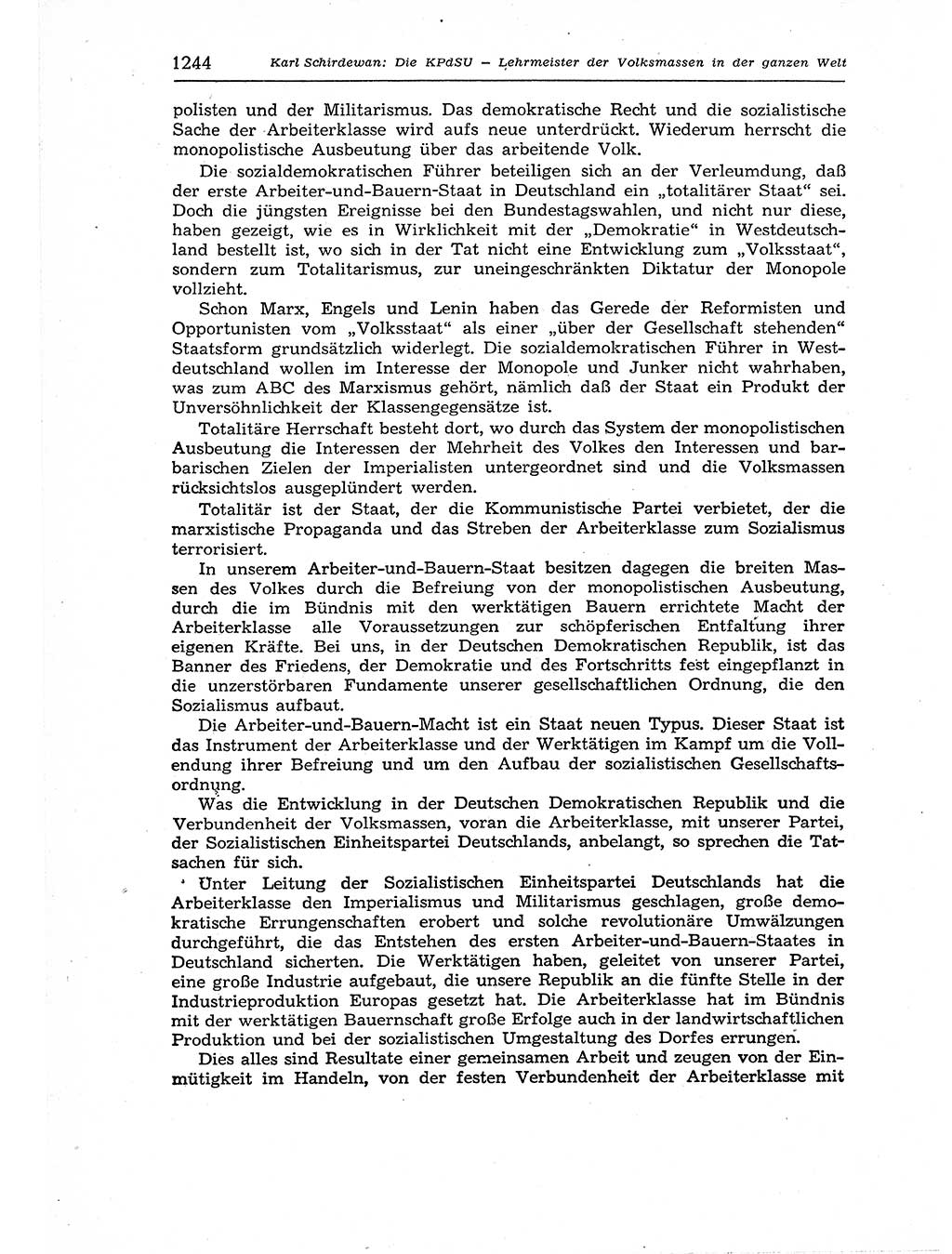 Neuer Weg (NW), Organ des Zentralkomitees (ZK) der SED (Sozialistische Einheitspartei Deutschlands) für Fragen des Parteiaufbaus und des Parteilebens, 12. Jahrgang [Deutsche Demokratische Republik (DDR)] 1957, Seite 1244 (NW ZK SED DDR 1957, S. 1244)