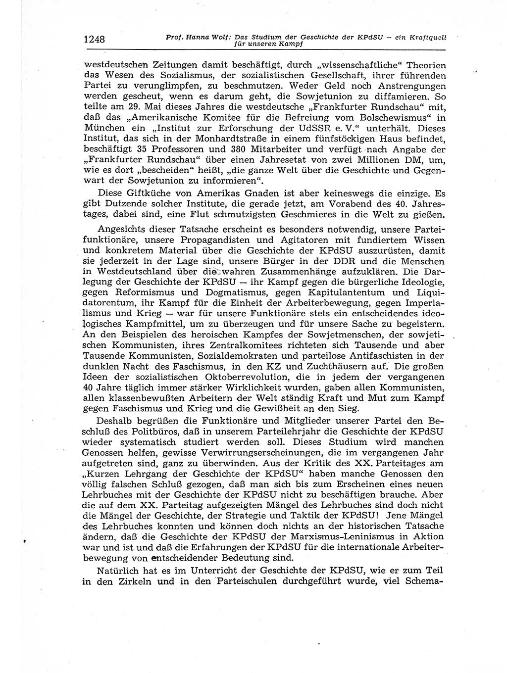 Neuer Weg (NW), Organ des Zentralkomitees (ZK) der SED (Sozialistische Einheitspartei Deutschlands) für Fragen des Parteiaufbaus und des Parteilebens, 12. Jahrgang [Deutsche Demokratische Republik (DDR)] 1957, Seite 1248 (NW ZK SED DDR 1957, S. 1248)