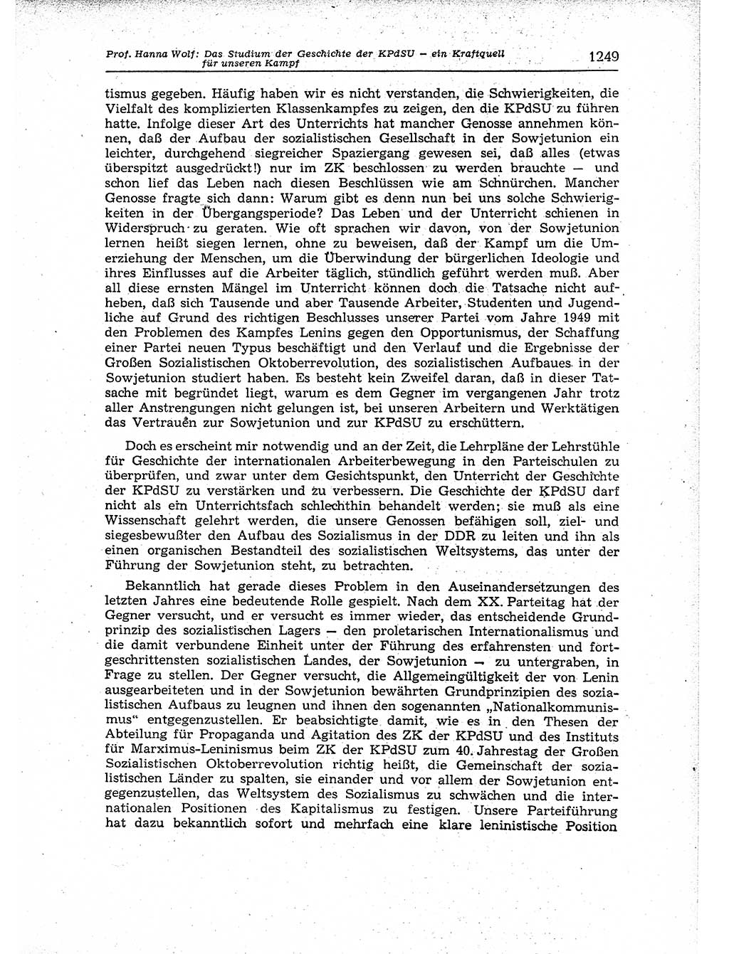 Neuer Weg (NW), Organ des Zentralkomitees (ZK) der SED (Sozialistische Einheitspartei Deutschlands) für Fragen des Parteiaufbaus und des Parteilebens, 12. Jahrgang [Deutsche Demokratische Republik (DDR)] 1957, Seite 1249 (NW ZK SED DDR 1957, S. 1249)