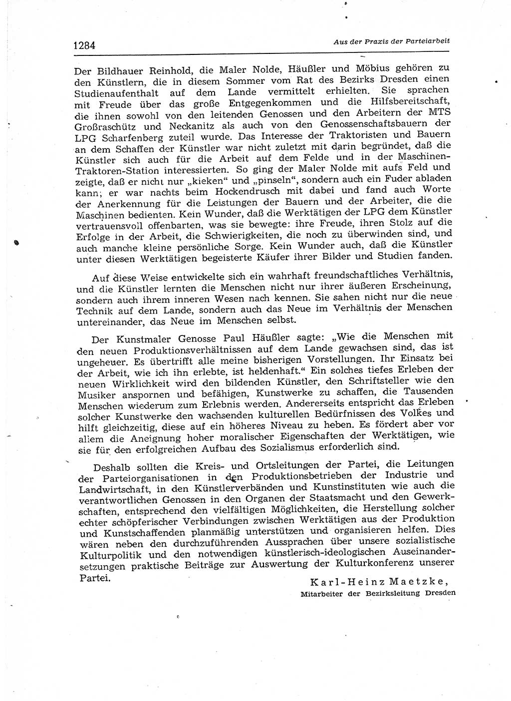 Neuer Weg (NW), Organ des Zentralkomitees (ZK) der SED (Sozialistische Einheitspartei Deutschlands) für Fragen des Parteiaufbaus und des Parteilebens, 12. Jahrgang [Deutsche Demokratische Republik (DDR)] 1957, Seite 1284 (NW ZK SED DDR 1957, S. 1284)