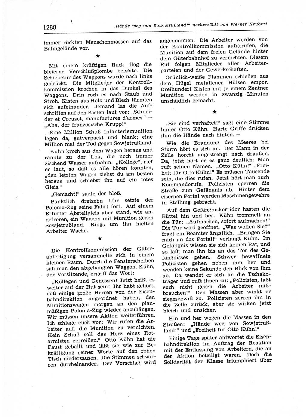 Neuer Weg (NW), Organ des Zentralkomitees (ZK) der SED (Sozialistische Einheitspartei Deutschlands) für Fragen des Parteiaufbaus und des Parteilebens, 12. Jahrgang [Deutsche Demokratische Republik (DDR)] 1957, Seite 1288 (NW ZK SED DDR 1957, S. 1288)