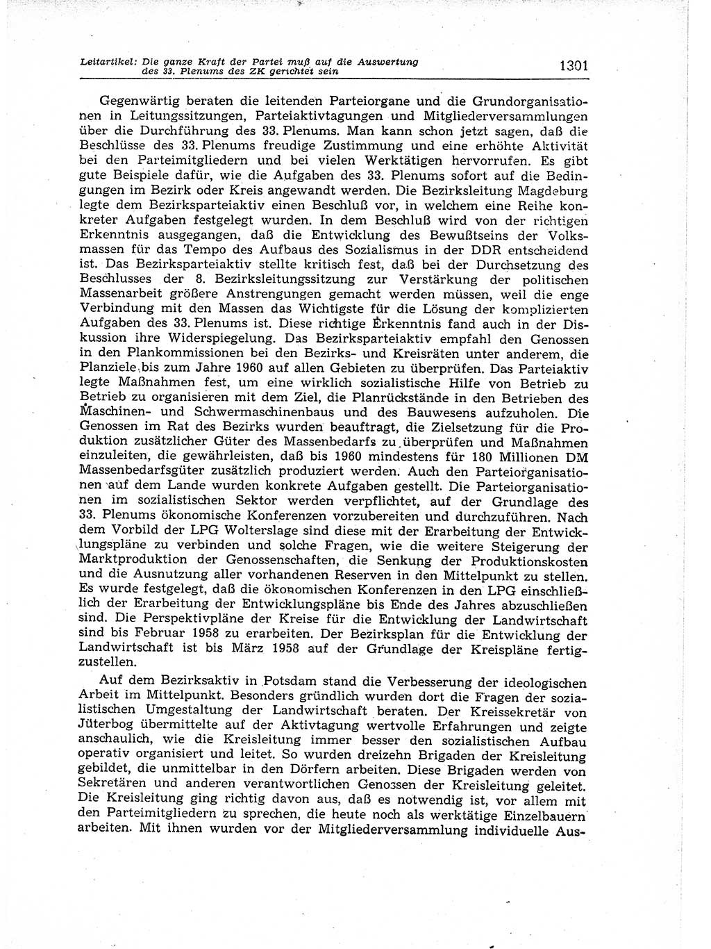 Neuer Weg (NW), Organ des Zentralkomitees (ZK) der SED (Sozialistische Einheitspartei Deutschlands) für Fragen des Parteiaufbaus und des Parteilebens, 12. Jahrgang [Deutsche Demokratische Republik (DDR)] 1957, Seite 1301 (NW ZK SED DDR 1957, S. 1301)