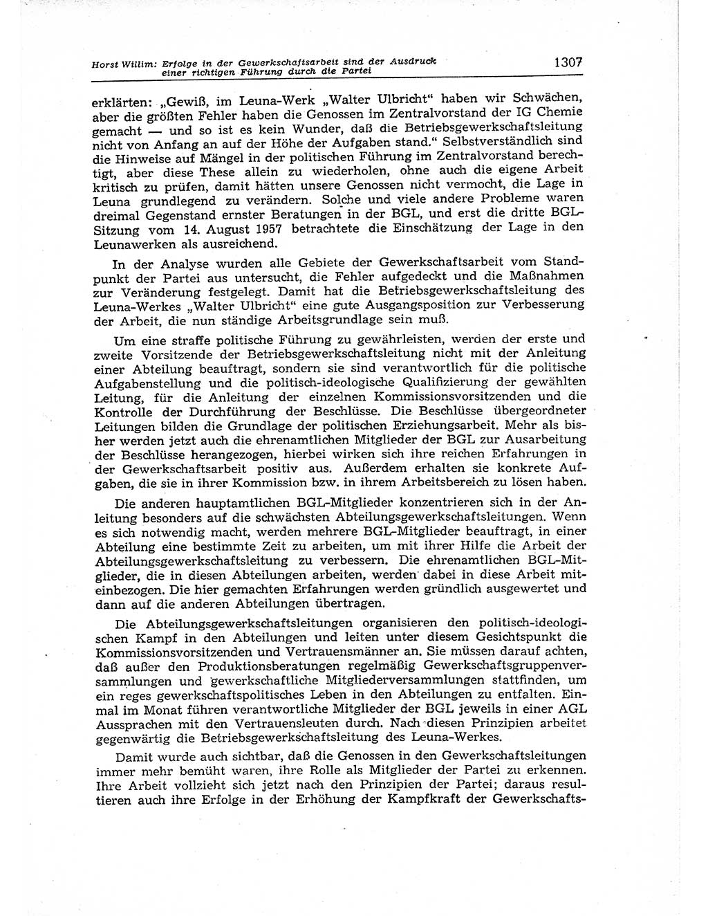 Neuer Weg (NW), Organ des Zentralkomitees (ZK) der SED (Sozialistische Einheitspartei Deutschlands) für Fragen des Parteiaufbaus und des Parteilebens, 12. Jahrgang [Deutsche Demokratische Republik (DDR)] 1957, Seite 1307 (NW ZK SED DDR 1957, S. 1307)