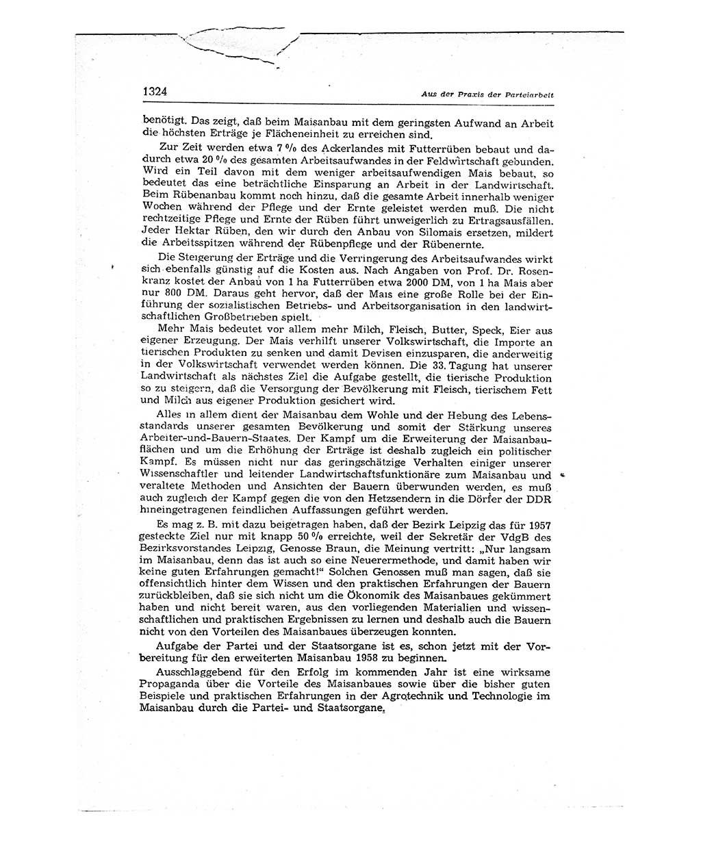 Neuer Weg (NW), Organ des Zentralkomitees (ZK) der SED (Sozialistische Einheitspartei Deutschlands) für Fragen des Parteiaufbaus und des Parteilebens, 12. Jahrgang [Deutsche Demokratische Republik (DDR)] 1957, Seite 1324 (NW ZK SED DDR 1957, S. 1324)