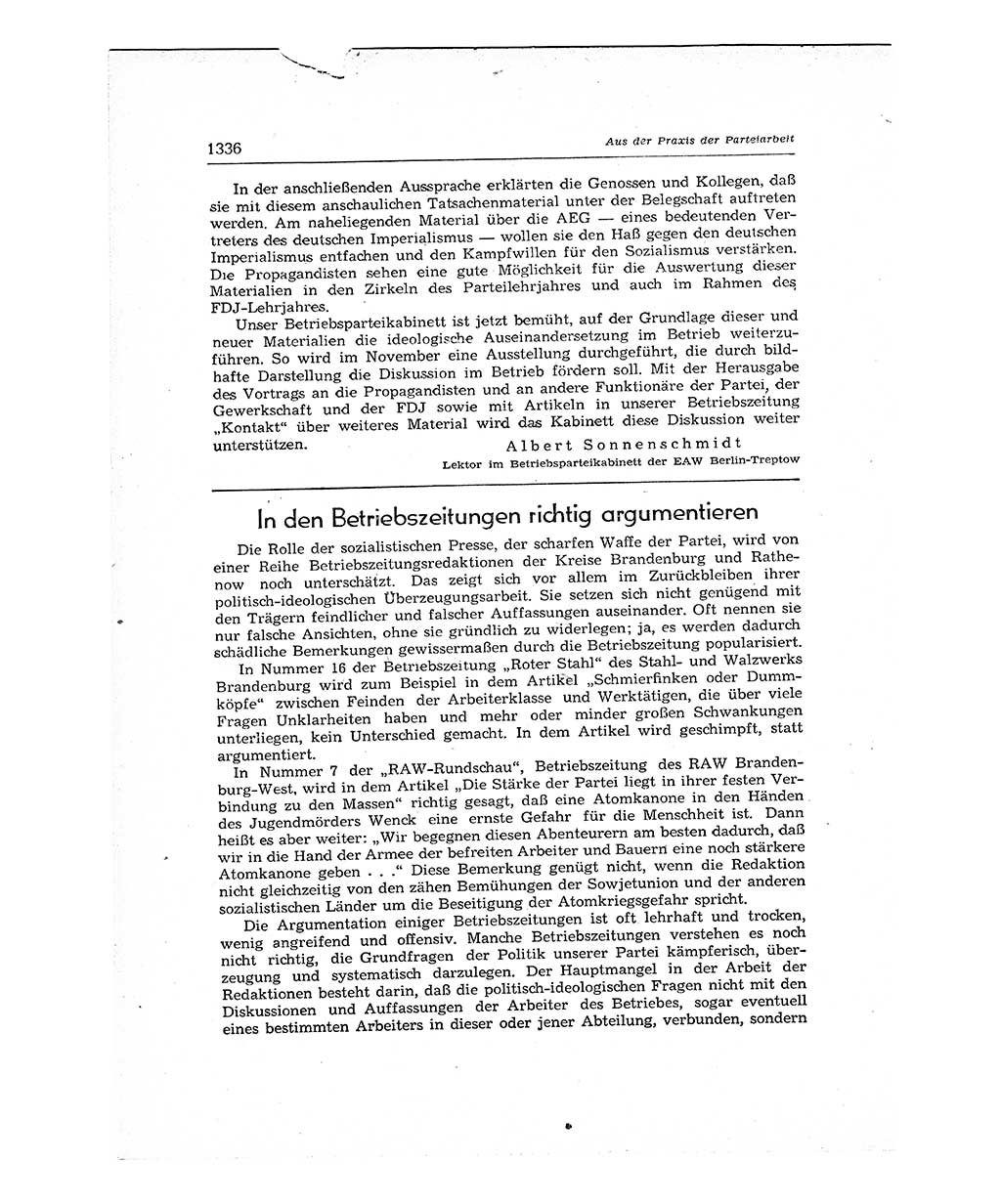 Neuer Weg (NW), Organ des Zentralkomitees (ZK) der SED (Sozialistische Einheitspartei Deutschlands) für Fragen des Parteiaufbaus und des Parteilebens, 12. Jahrgang [Deutsche Demokratische Republik (DDR)] 1957, Seite 1336 (NW ZK SED DDR 1957, S. 1336)