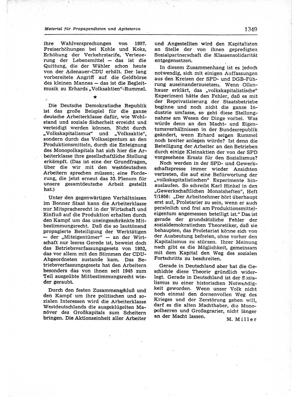 Neuer Weg (NW), Organ des Zentralkomitees (ZK) der SED (Sozialistische Einheitspartei Deutschlands) für Fragen des Parteiaufbaus und des Parteilebens, 12. Jahrgang [Deutsche Demokratische Republik (DDR)] 1957, Seite 1349 (NW ZK SED DDR 1957, S. 1349)