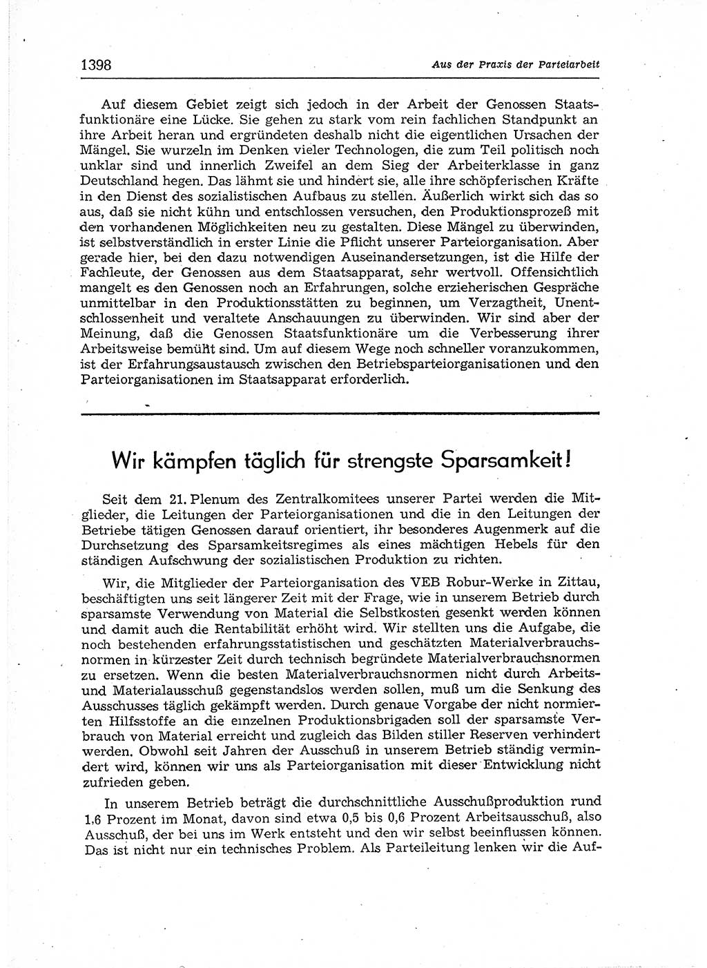 Neuer Weg (NW), Organ des Zentralkomitees (ZK) der SED (Sozialistische Einheitspartei Deutschlands) für Fragen des Parteiaufbaus und des Parteilebens, 12. Jahrgang [Deutsche Demokratische Republik (DDR)] 1957, Seite 1398 (NW ZK SED DDR 1957, S. 1398)