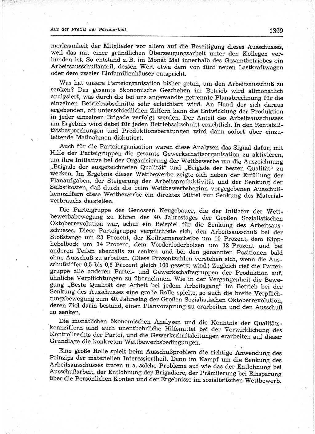 Neuer Weg (NW), Organ des Zentralkomitees (ZK) der SED (Sozialistische Einheitspartei Deutschlands) für Fragen des Parteiaufbaus und des Parteilebens, 12. Jahrgang [Deutsche Demokratische Republik (DDR)] 1957, Seite 1399 (NW ZK SED DDR 1957, S. 1399)