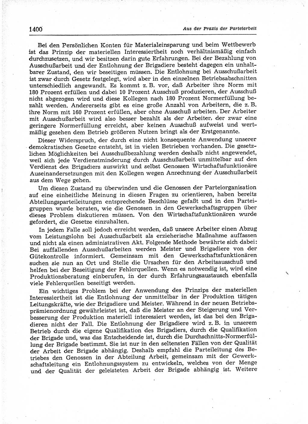 Neuer Weg (NW), Organ des Zentralkomitees (ZK) der SED (Sozialistische Einheitspartei Deutschlands) für Fragen des Parteiaufbaus und des Parteilebens, 12. Jahrgang [Deutsche Demokratische Republik (DDR)] 1957, Seite 1400 (NW ZK SED DDR 1957, S. 1400)