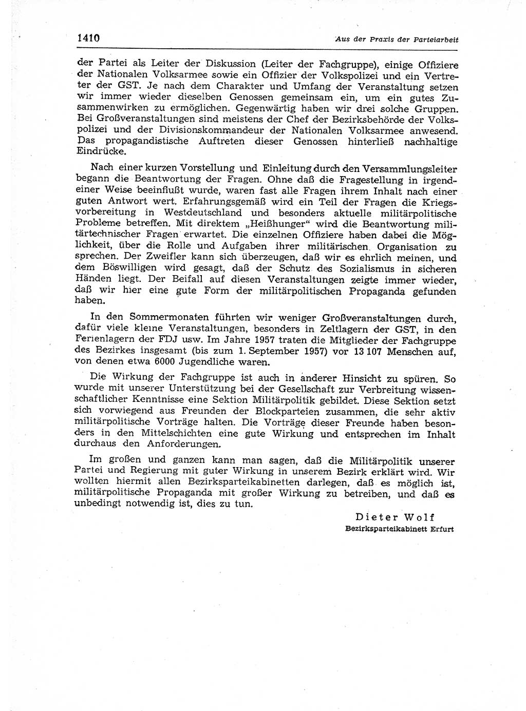 Neuer Weg (NW), Organ des Zentralkomitees (ZK) der SED (Sozialistische Einheitspartei Deutschlands) für Fragen des Parteiaufbaus und des Parteilebens, 12. Jahrgang [Deutsche Demokratische Republik (DDR)] 1957, Seite 1410 (NW ZK SED DDR 1957, S. 1410)