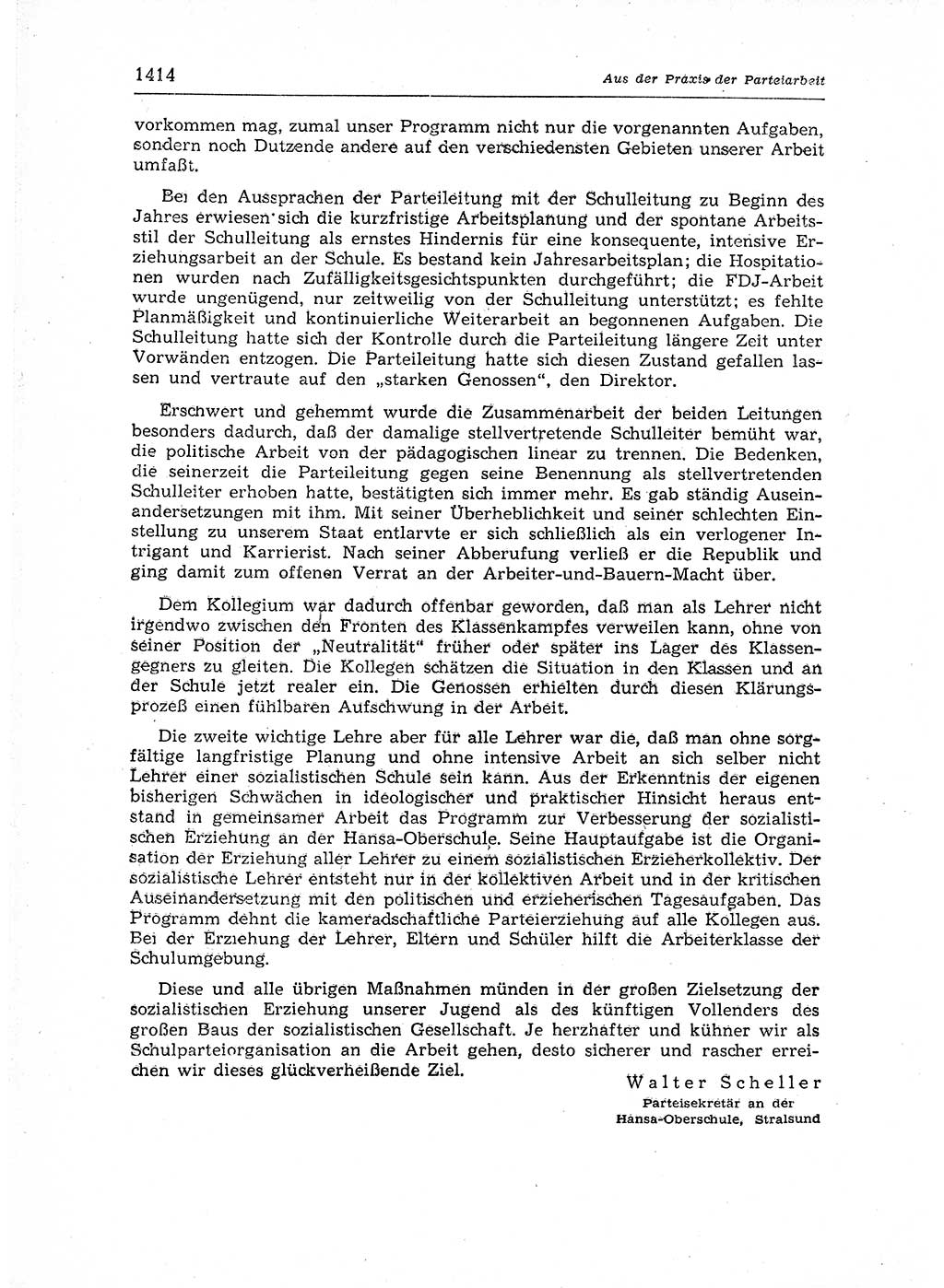 Neuer Weg (NW), Organ des Zentralkomitees (ZK) der SED (Sozialistische Einheitspartei Deutschlands) für Fragen des Parteiaufbaus und des Parteilebens, 12. Jahrgang [Deutsche Demokratische Republik (DDR)] 1957, Seite 1414 (NW ZK SED DDR 1957, S. 1414)