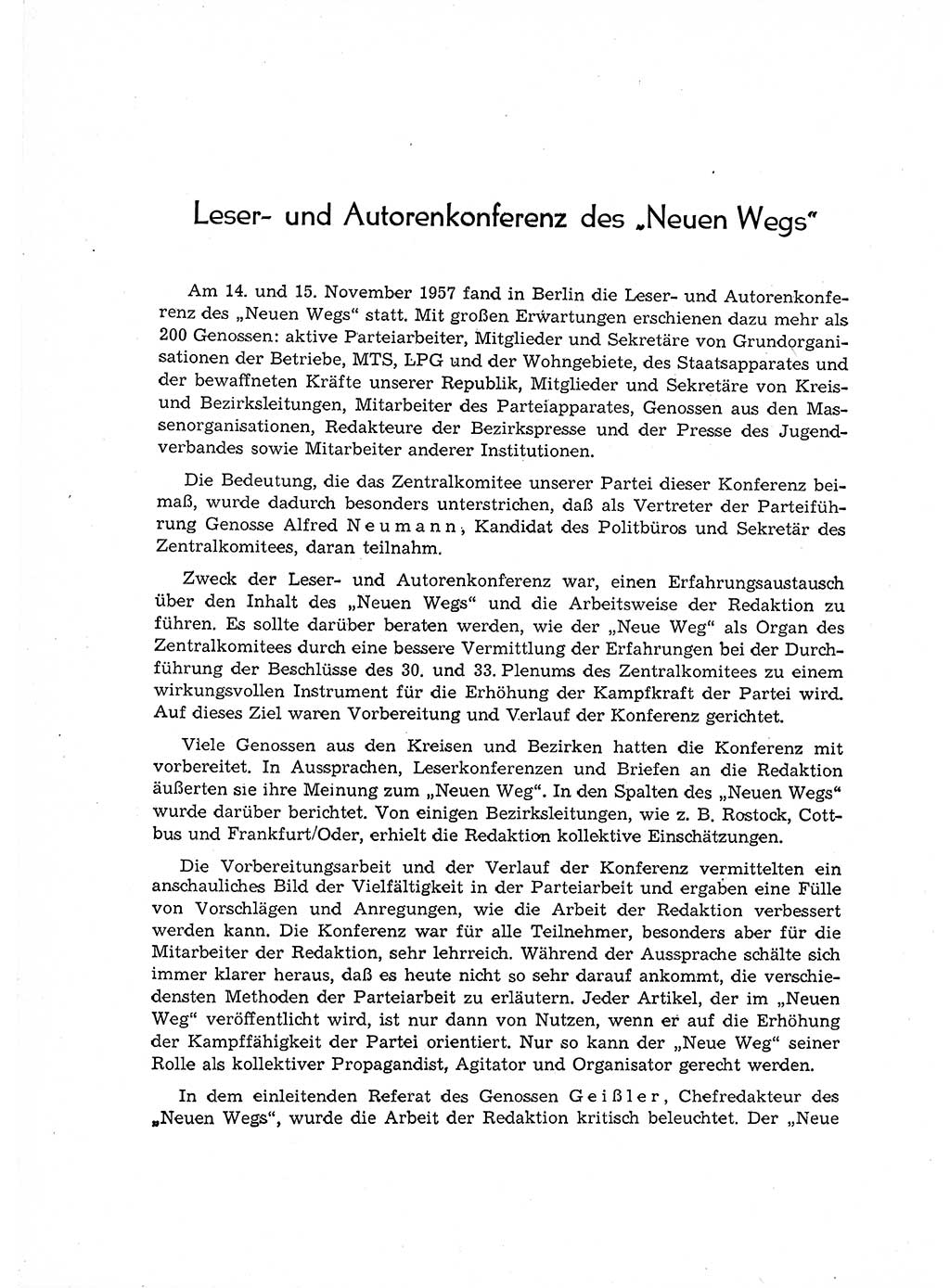 Neuer Weg (NW), Organ des Zentralkomitees (ZK) der SED (Sozialistische Einheitspartei Deutschlands) für Fragen des Parteiaufbaus und des Parteilebens, 12. Jahrgang [Deutsche Demokratische Republik (DDR)] 1957, Seite 1426 (NW ZK SED DDR 1957, S. 1426)