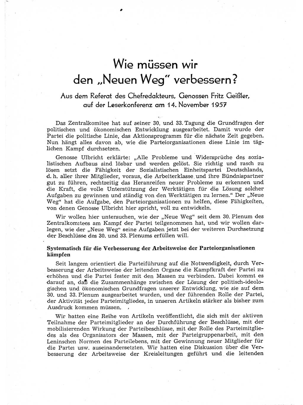 Neuer Weg (NW), Organ des Zentralkomitees (ZK) der SED (Sozialistische Einheitspartei Deutschlands) für Fragen des Parteiaufbaus und des Parteilebens, 12. Jahrgang [Deutsche Demokratische Republik (DDR)] 1957, Seite 1430 (NW ZK SED DDR 1957, S. 1430)