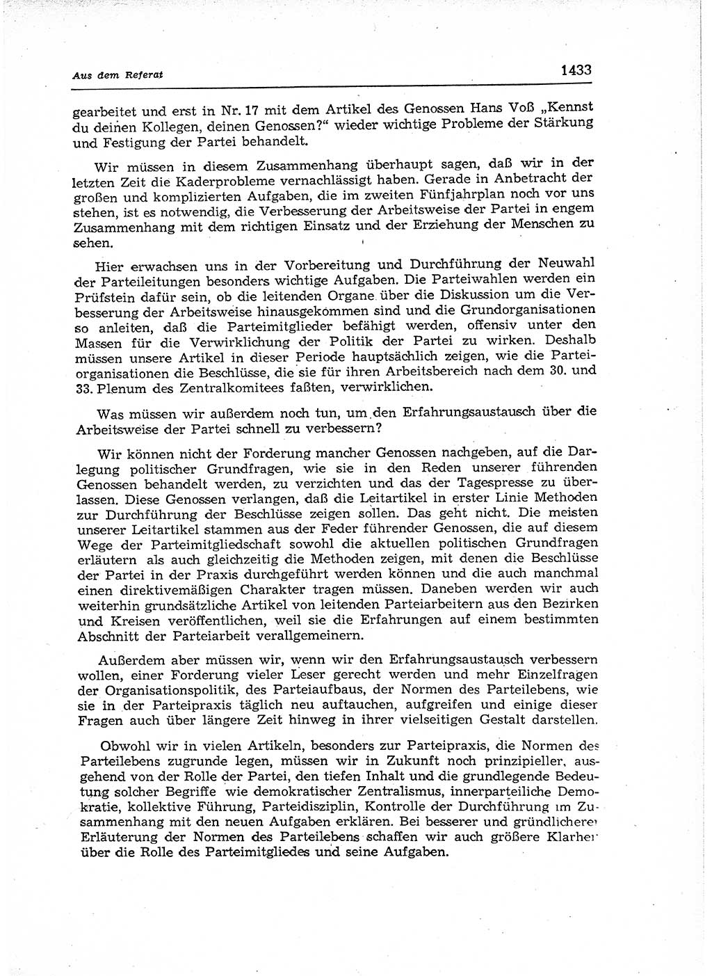 Neuer Weg (NW), Organ des Zentralkomitees (ZK) der SED (Sozialistische Einheitspartei Deutschlands) für Fragen des Parteiaufbaus und des Parteilebens, 12. Jahrgang [Deutsche Demokratische Republik (DDR)] 1957, Seite 1433 (NW ZK SED DDR 1957, S. 1433)