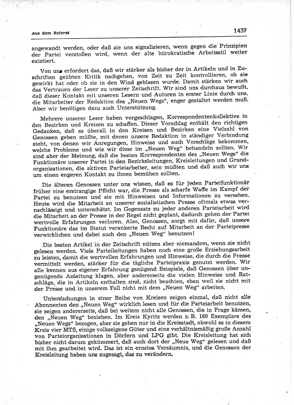 Neuer Weg (NW), Organ des Zentralkomitees (ZK) der SED (Sozialistische Einheitspartei Deutschlands) für Fragen des Parteiaufbaus und des Parteilebens, 12. Jahrgang [Deutsche Demokratische Republik (DDR)] 1957, Seite 1437 (NW ZK SED DDR 1957, S. 1437)
