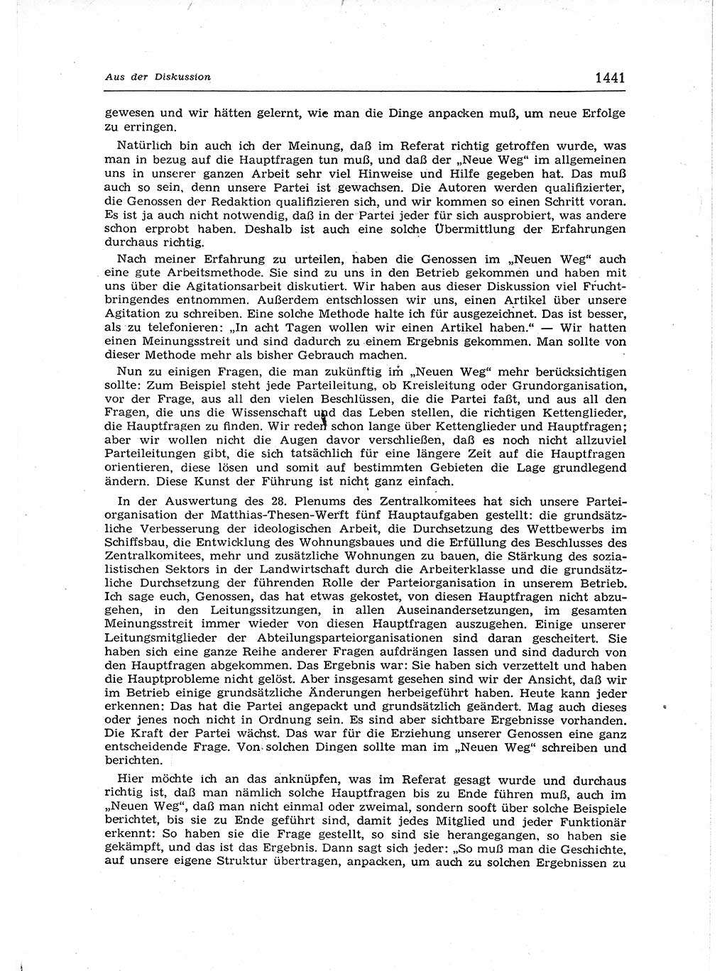 Neuer Weg (NW), Organ des Zentralkomitees (ZK) der SED (Sozialistische Einheitspartei Deutschlands) für Fragen des Parteiaufbaus und des Parteilebens, 12. Jahrgang [Deutsche Demokratische Republik (DDR)] 1957, Seite 1441 (NW ZK SED DDR 1957, S. 1441)