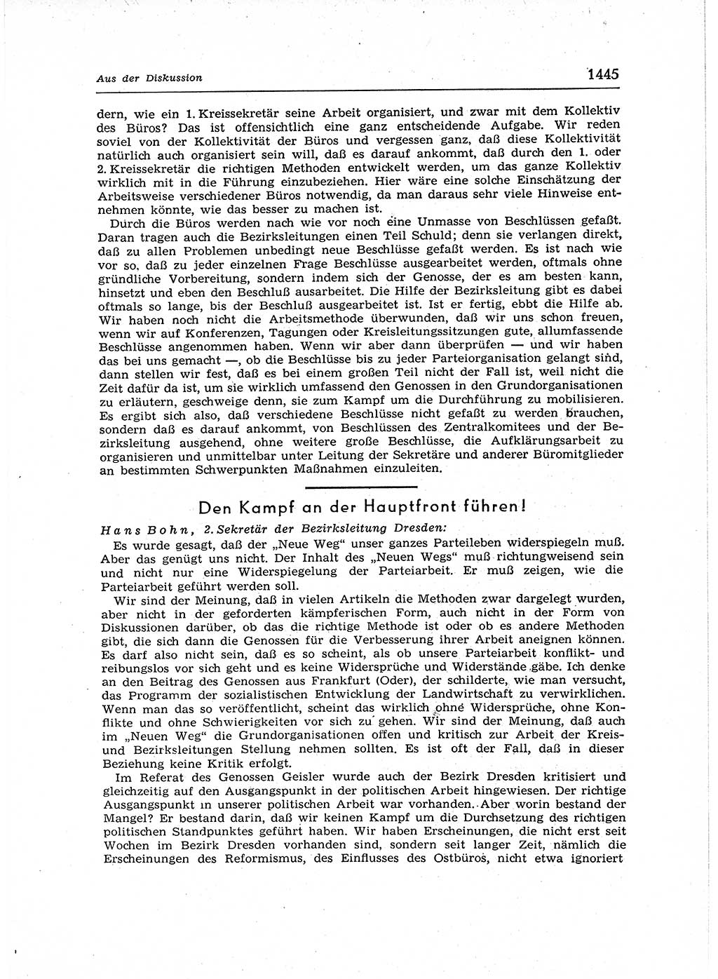 Neuer Weg (NW), Organ des Zentralkomitees (ZK) der SED (Sozialistische Einheitspartei Deutschlands) für Fragen des Parteiaufbaus und des Parteilebens, 12. Jahrgang [Deutsche Demokratische Republik (DDR)] 1957, Seite 1445 (NW ZK SED DDR 1957, S. 1445)